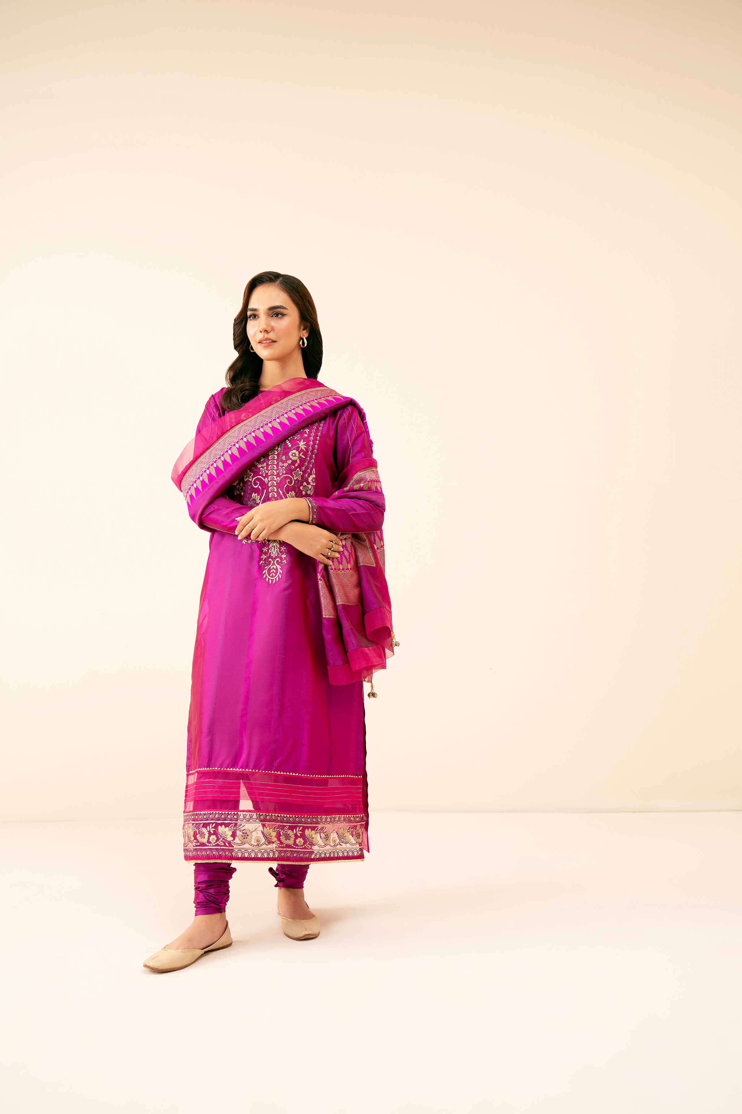 3 Piece - Yarn Dyed Jacquard Embroidered Suit - 42404645