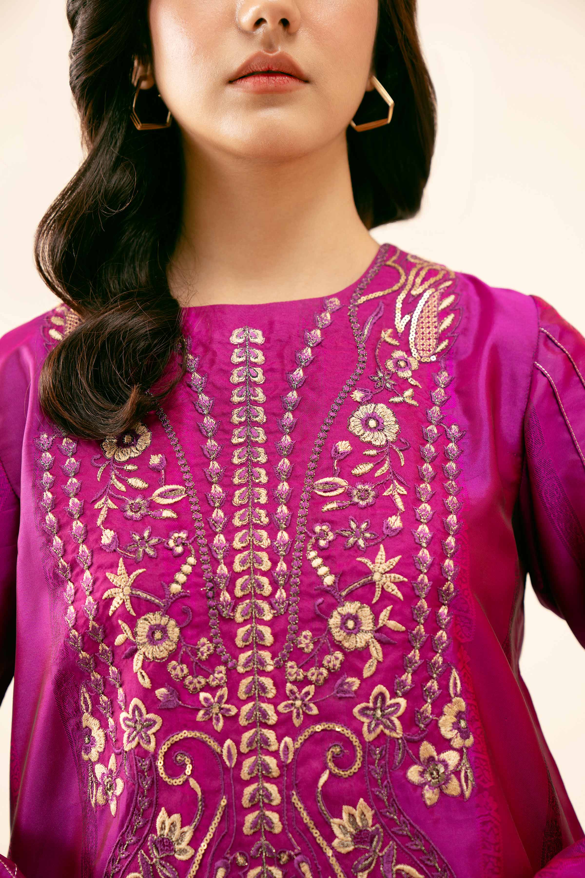 3 Piece - Yarn Dyed Jacquard Embroidered Suit - 42404645