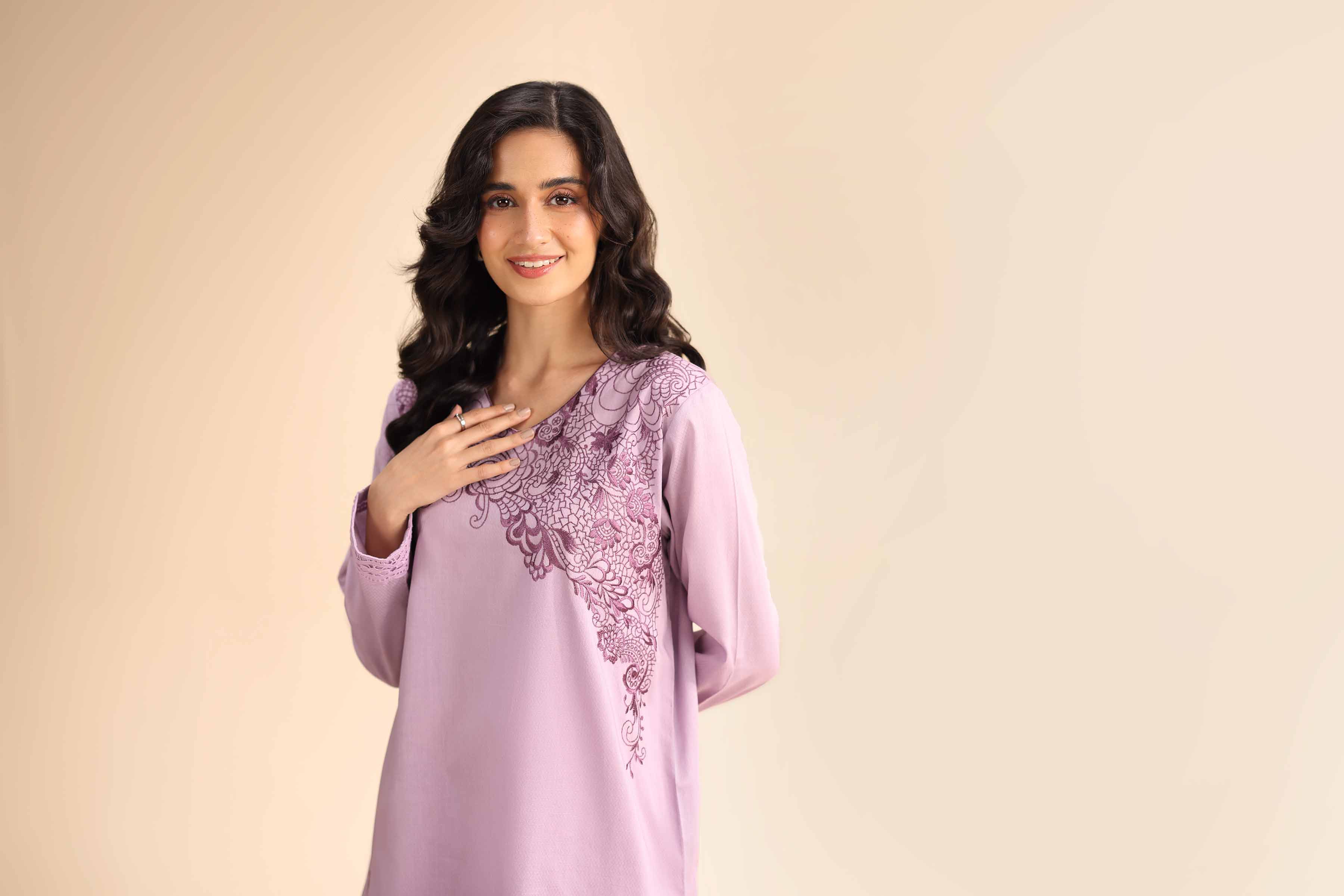 2 Piece - Dyed Embroidered Suit - 42501010