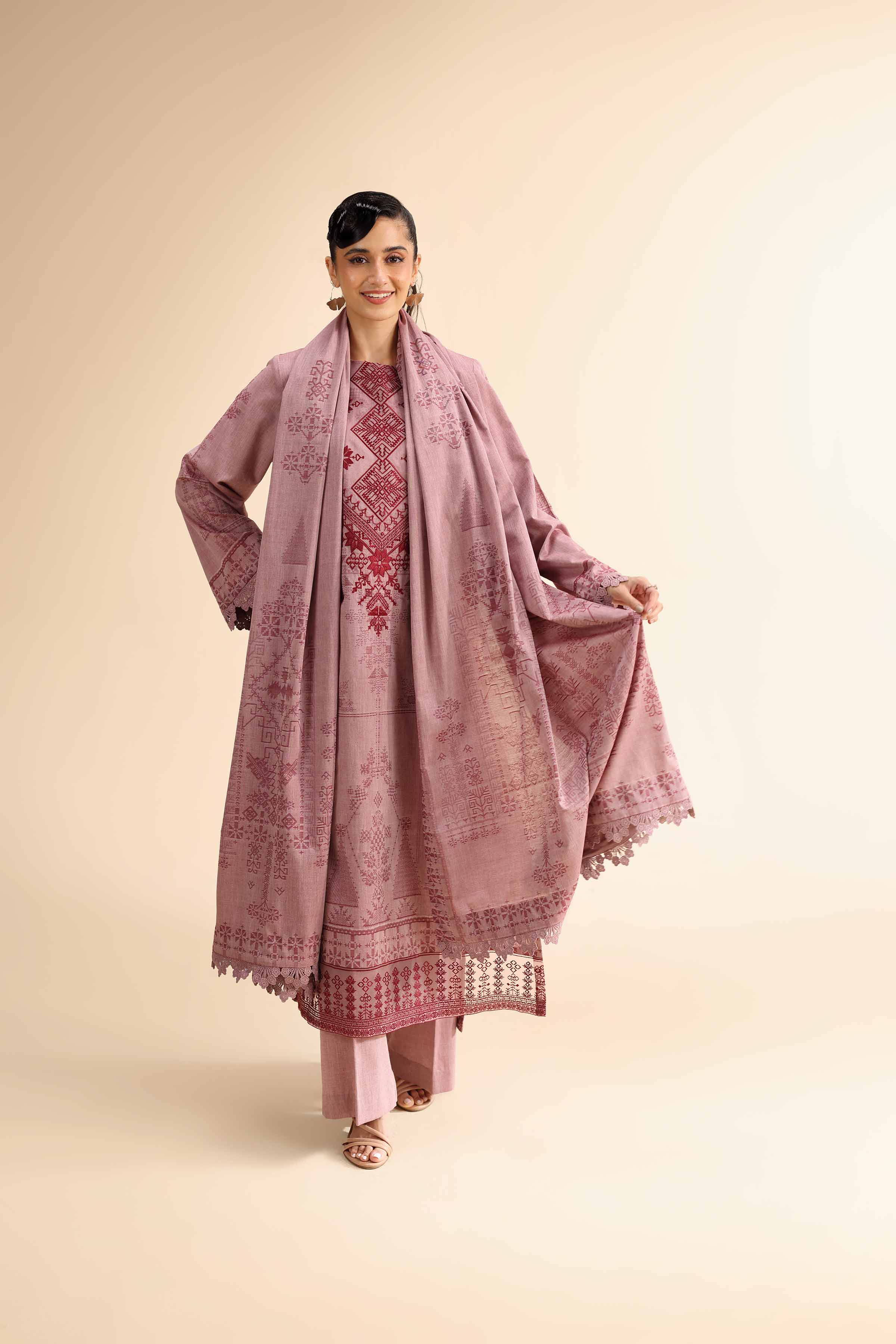 3 Piece - Jacquard Embroidered Suit - 42501047