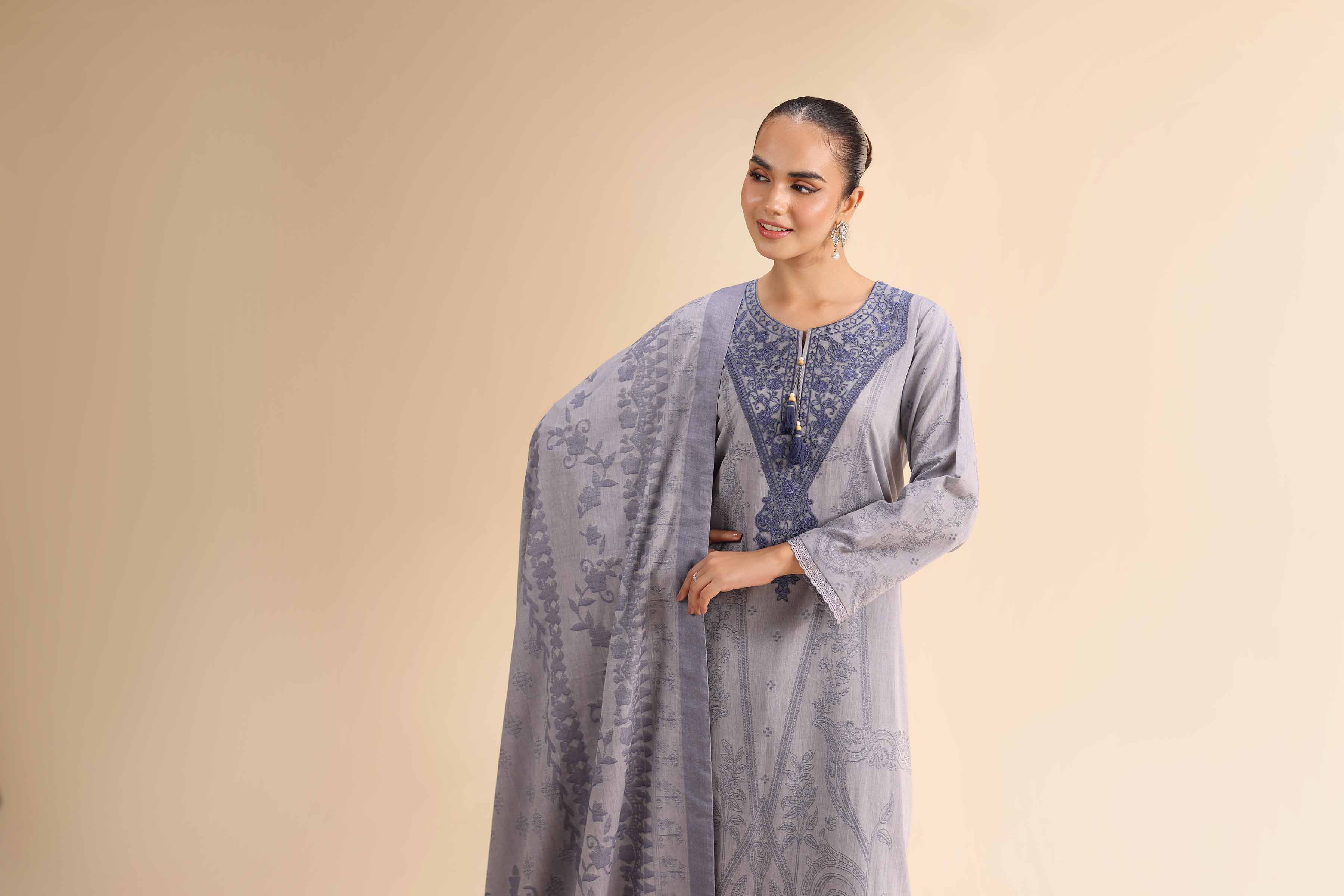 3 Piece - Jacquard Embroidered Suit - 42501048