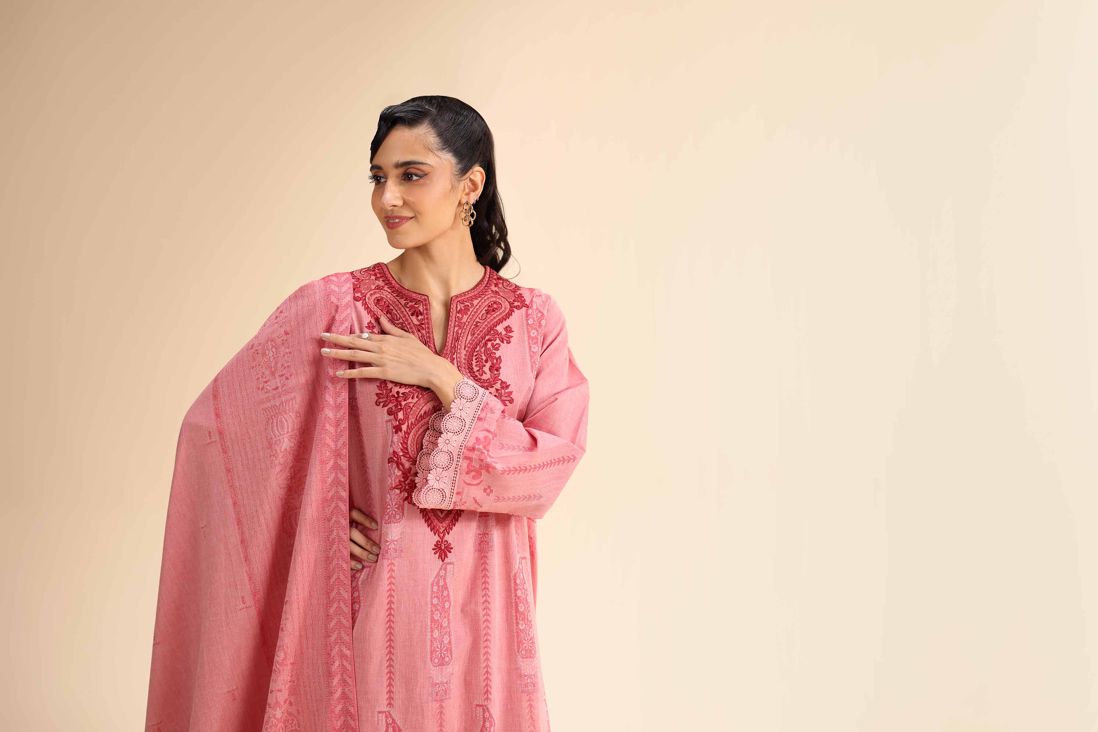 3 Piece - Jacquard Embroidered Suit - 42501050