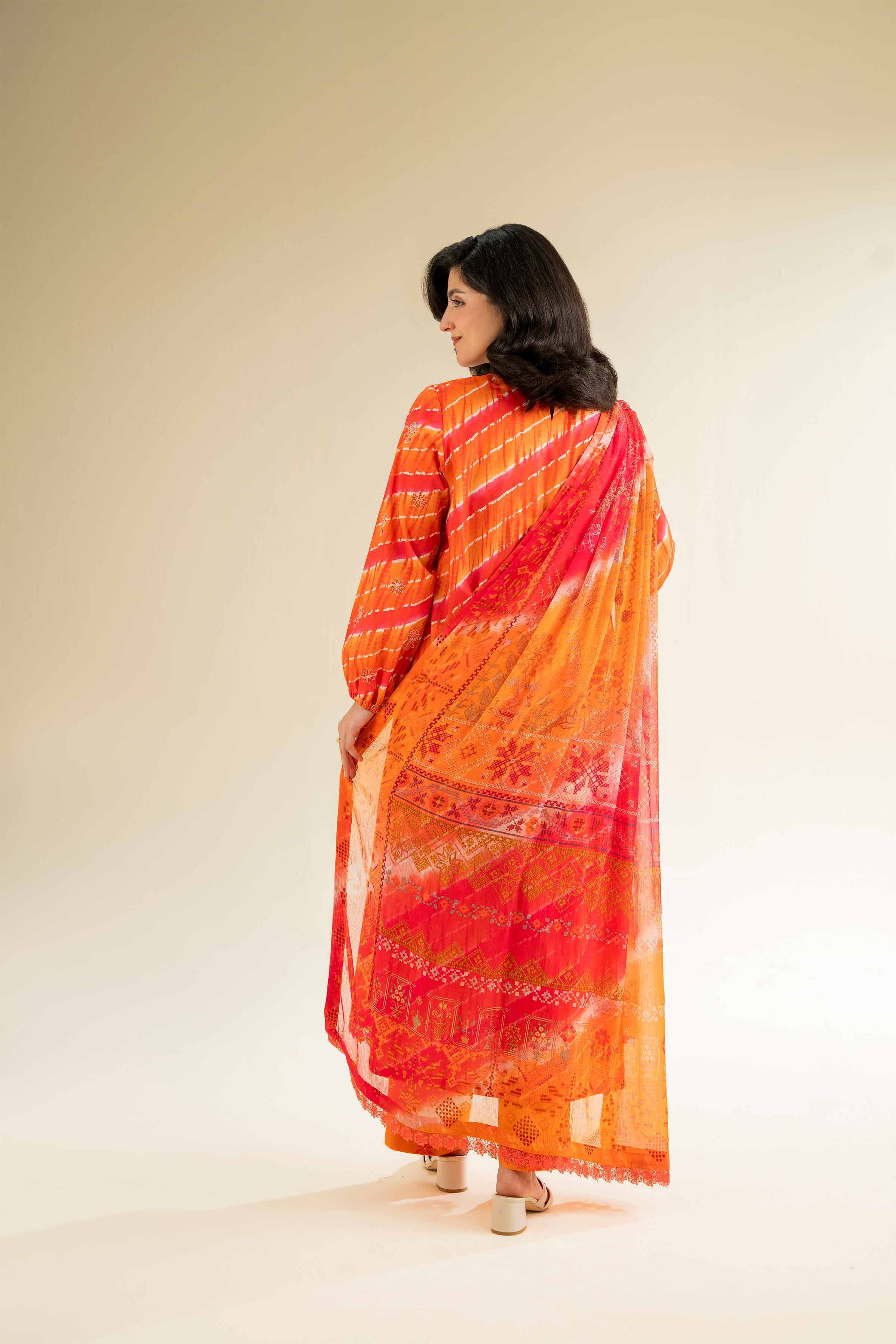 3 Piece - Printed Embroidered Suit - 42501081