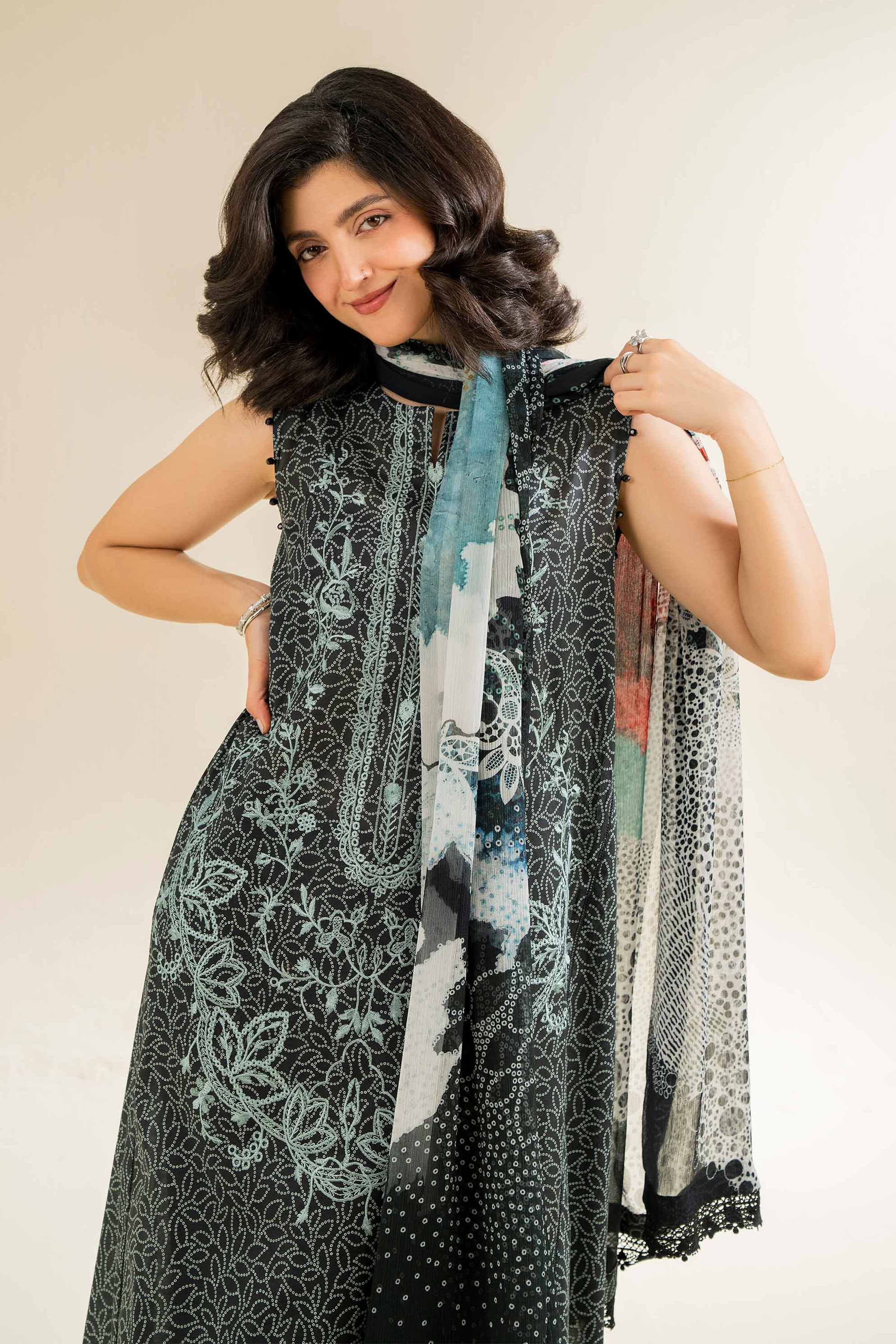 3 Piece - Printed Embroidered Suit - 42501090