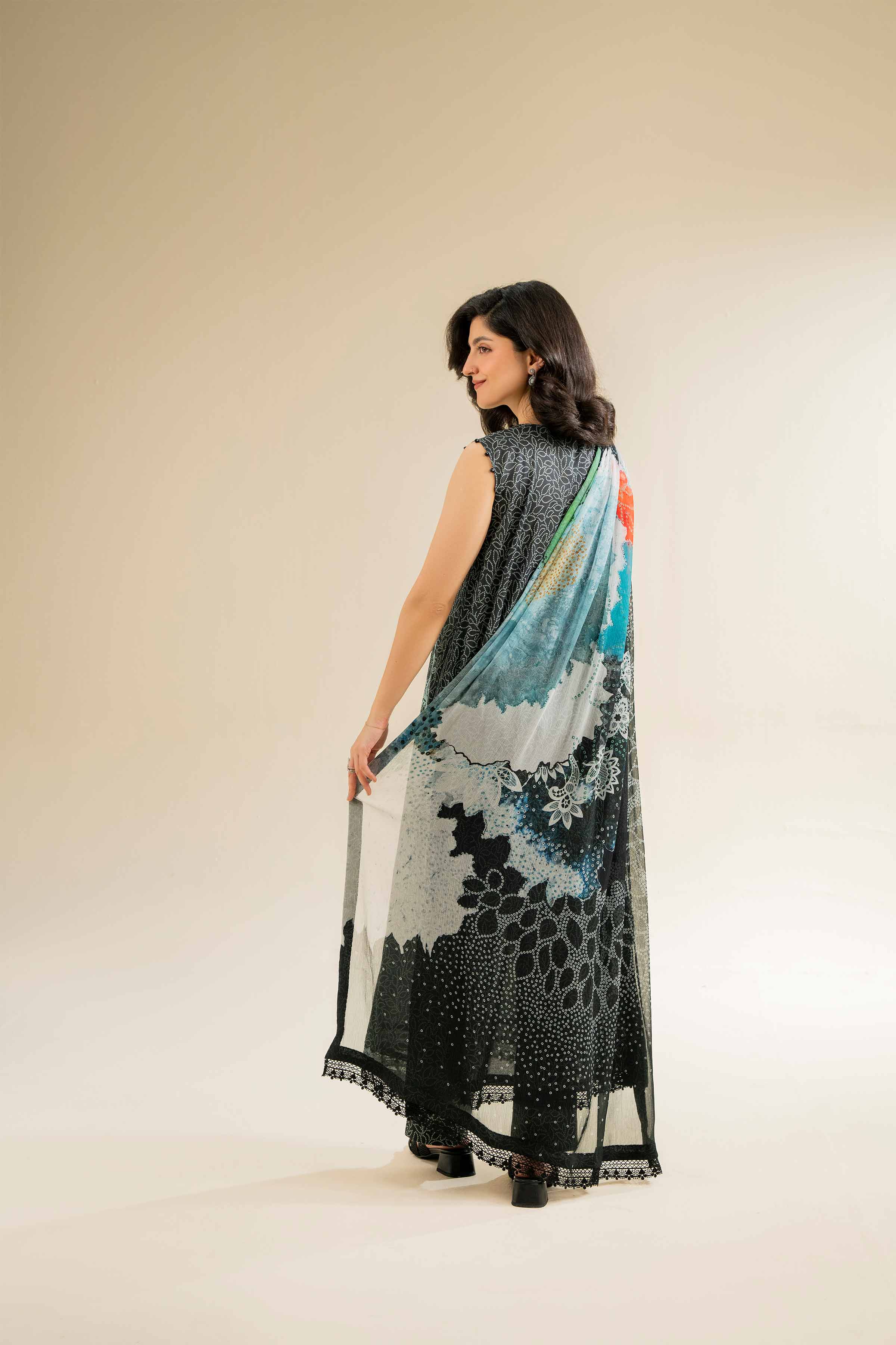 3 Piece - Printed Embroidered Suit - 42501090
