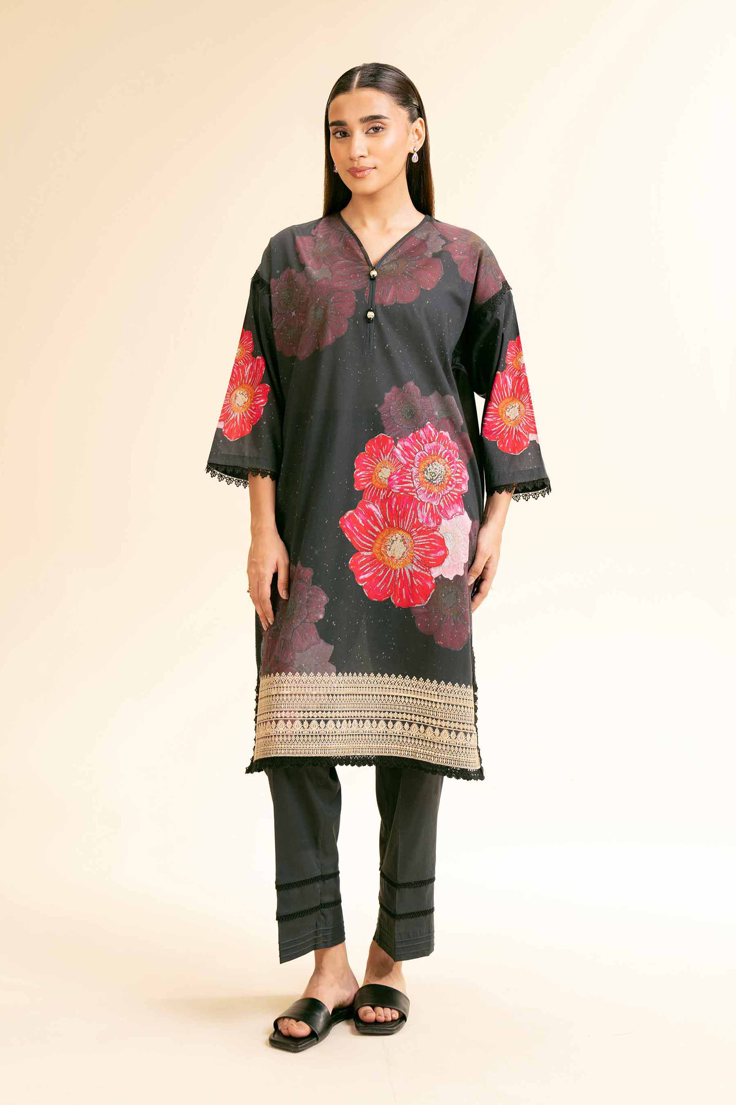 2 Piece - Digital Printed Embroidered Suit - 42501147