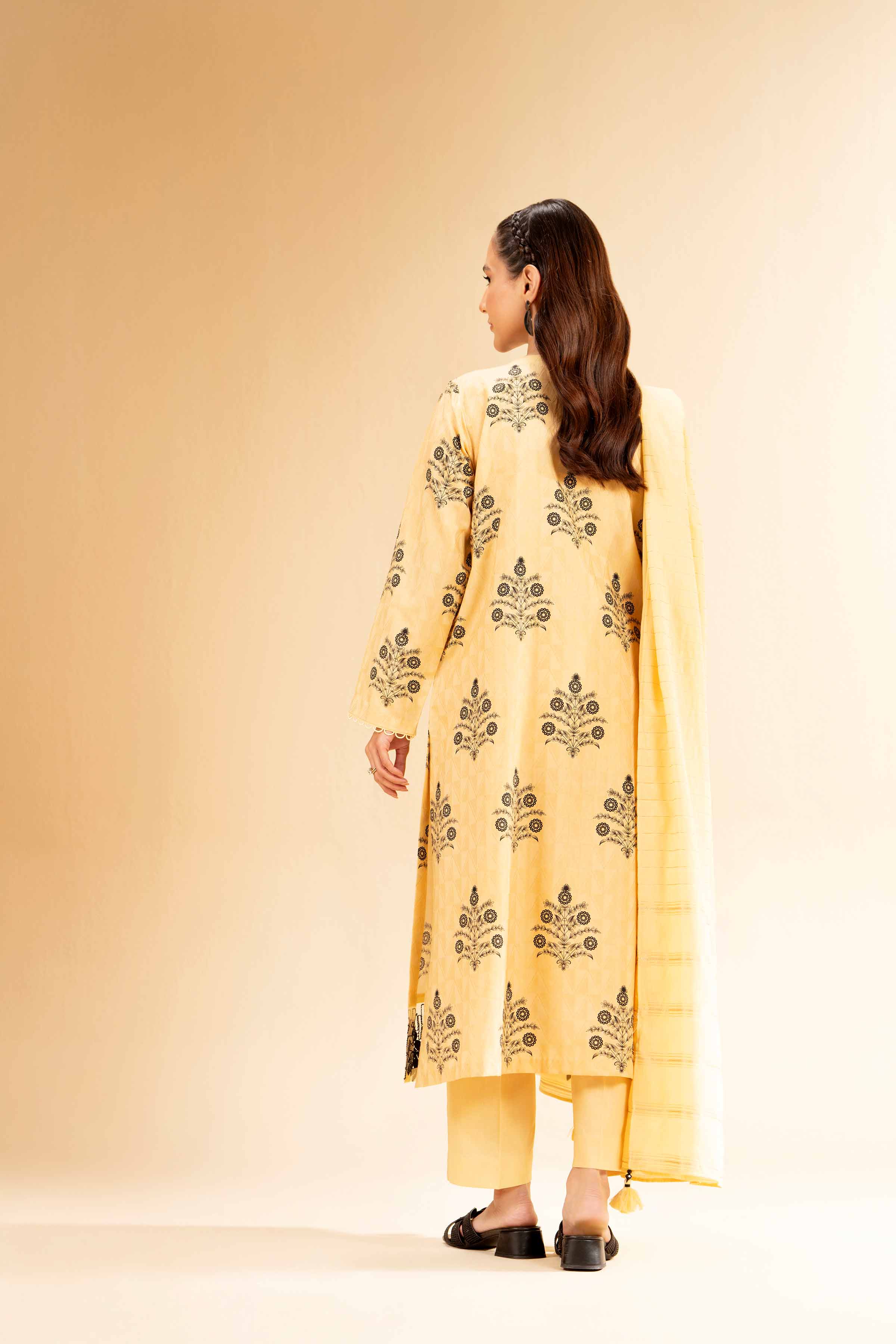 3 Piece - Digital Printed Jacquard Embroidered Suit - 42501299
