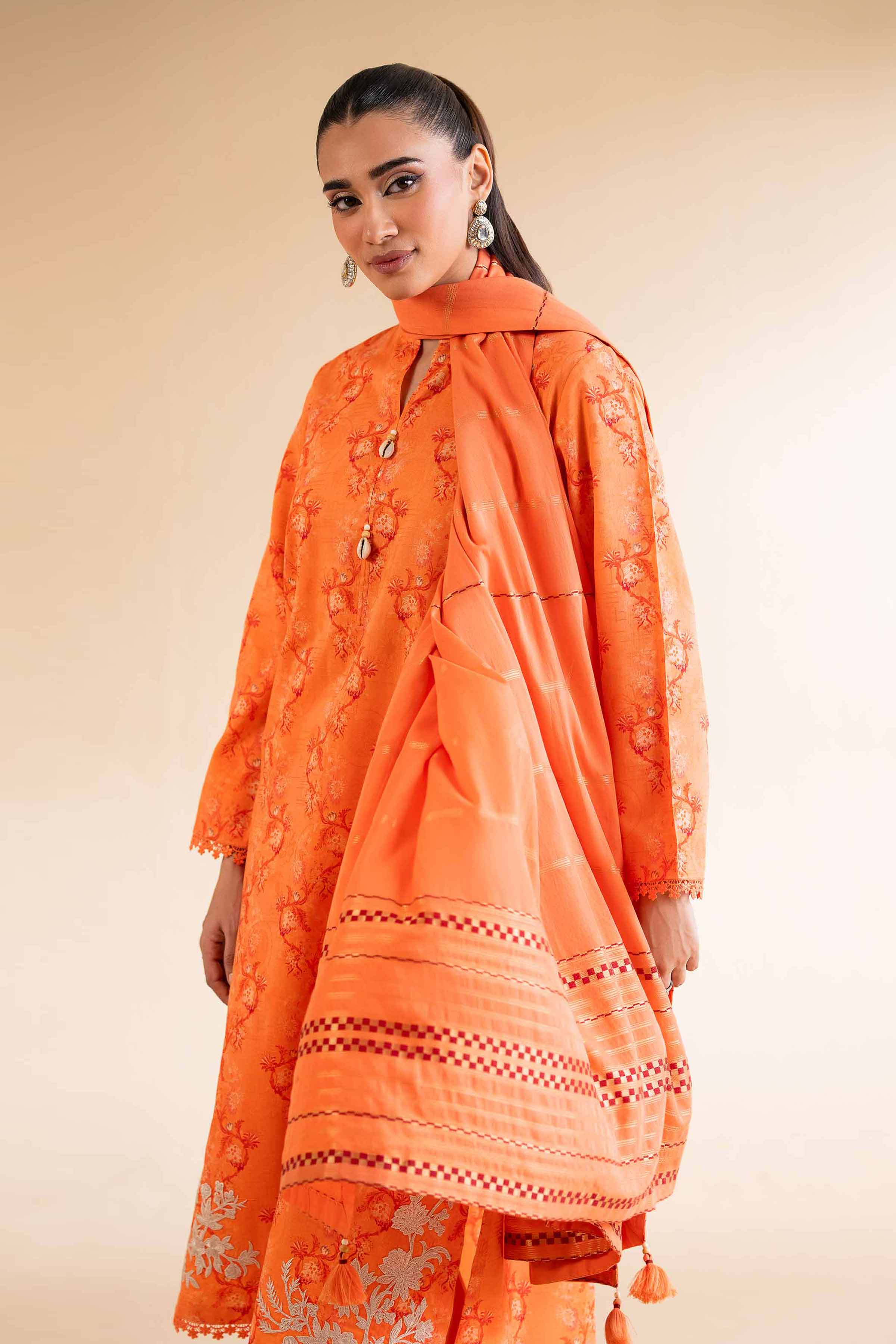 3 Piece - Digital Printed Jacquard Embroidered Suit - 42501304