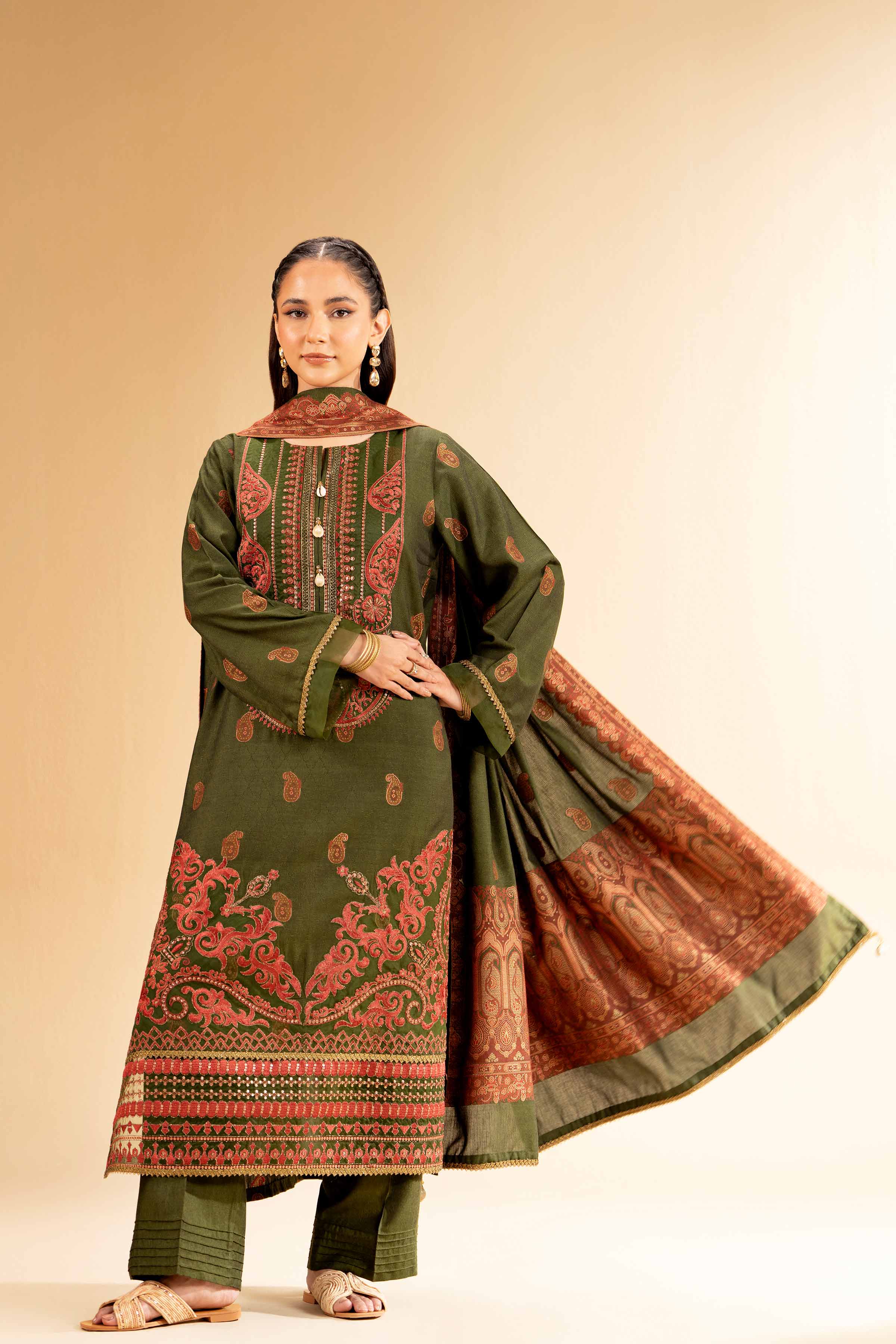 3 Piece - Jacquard Embroidered Suit - 42501404