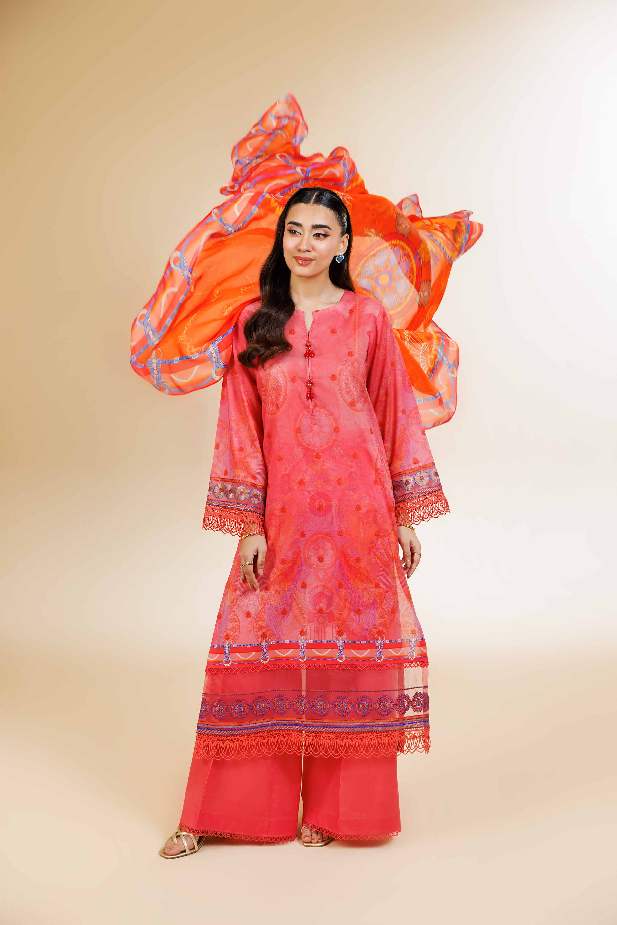 3 Piece - Digital Printed Embroidered Suit - 42501478