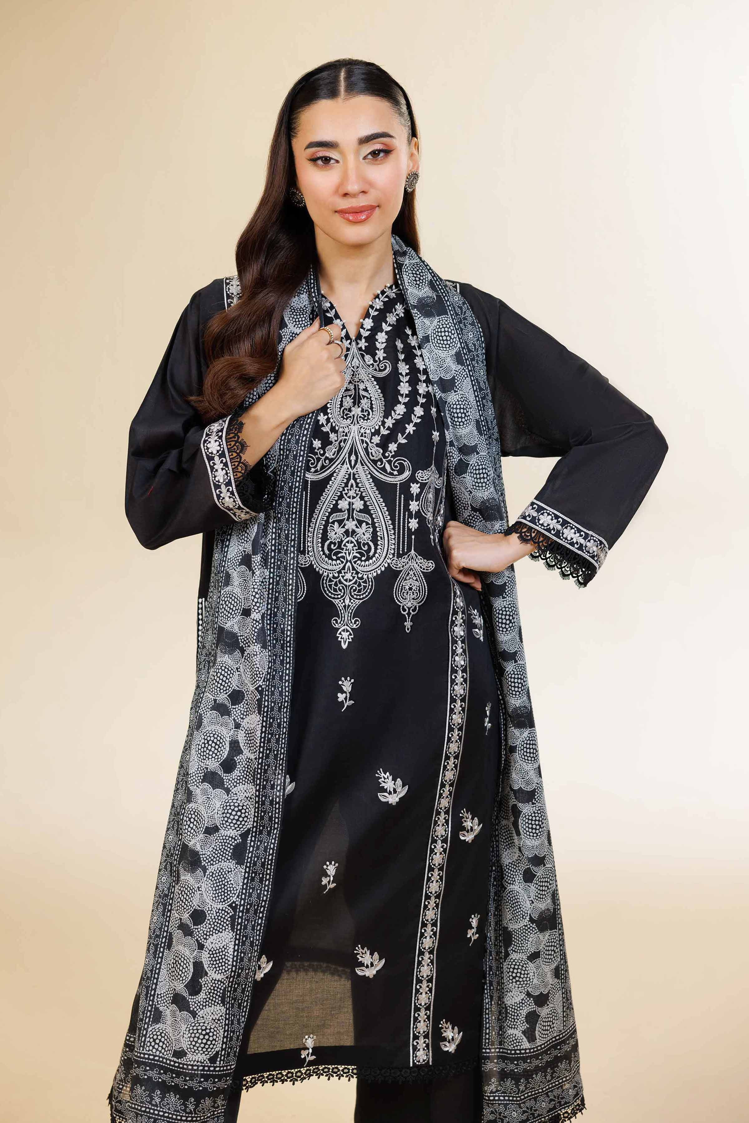 3 Piece - Digital Printed Embroidered Suit - 42501585
