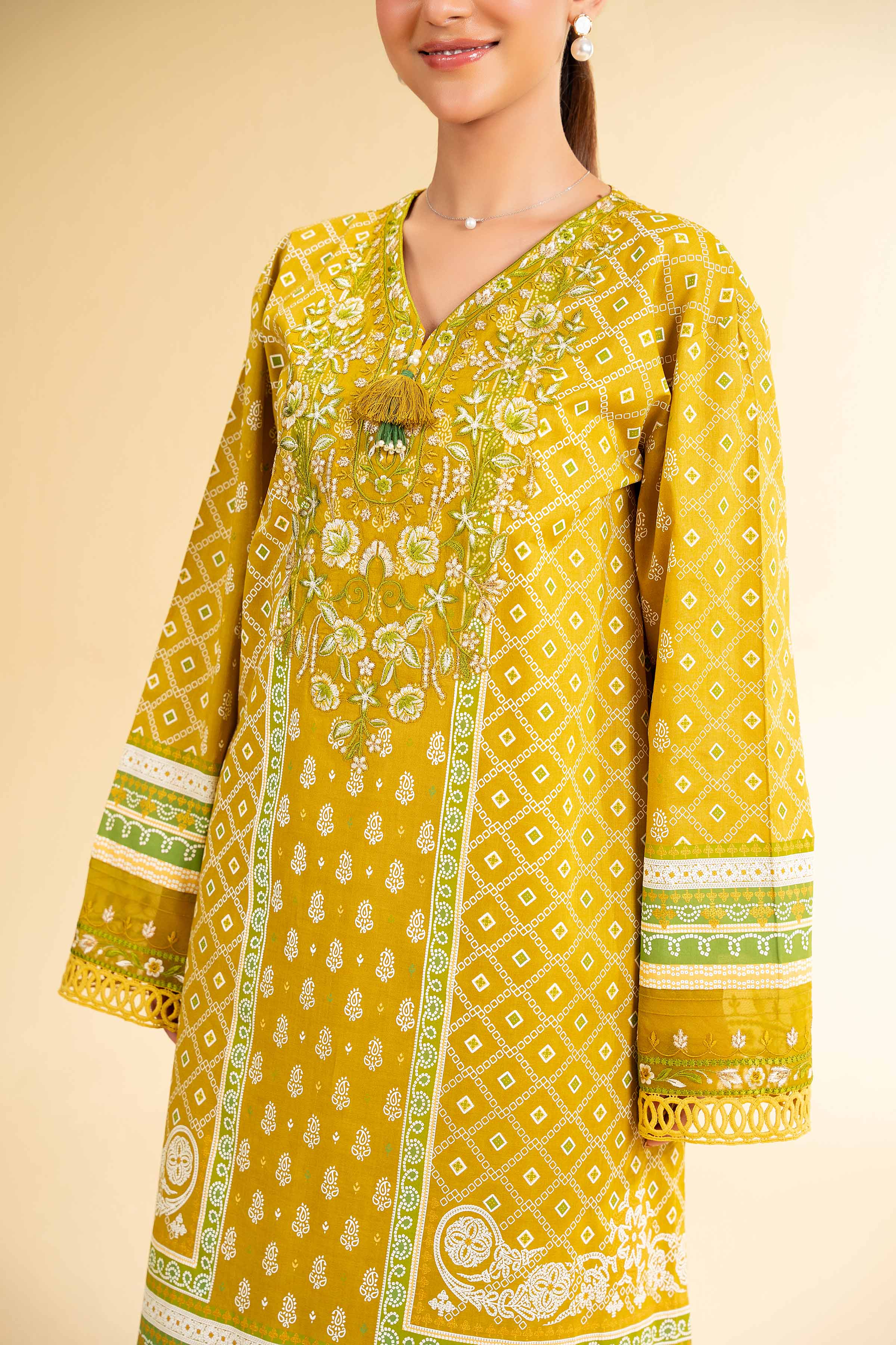 3 Piece - Flatbed Paste Embroidered Suit - 42501659