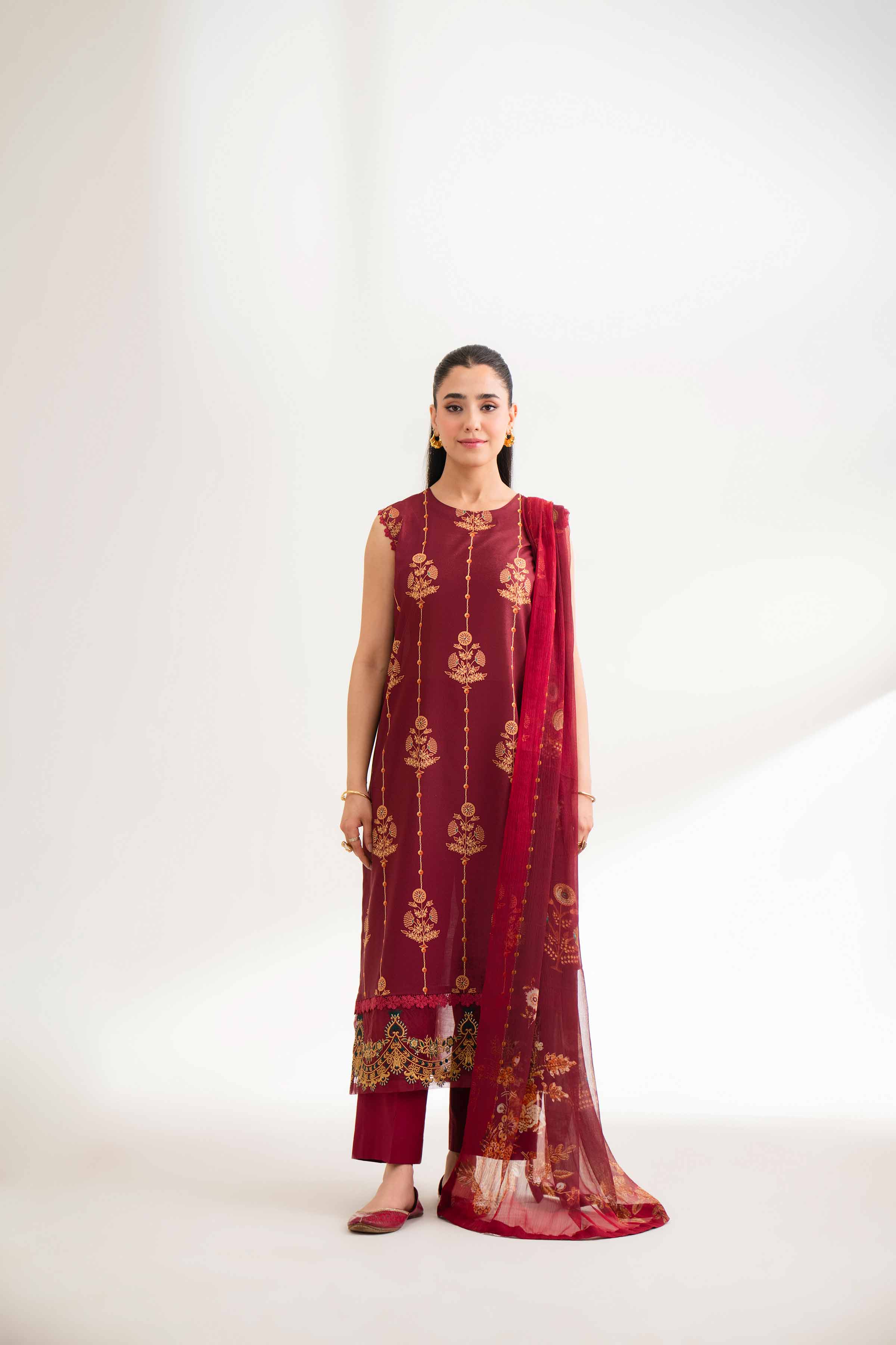 2 Piece - Digital Printed Embroidered Suit - 42501722