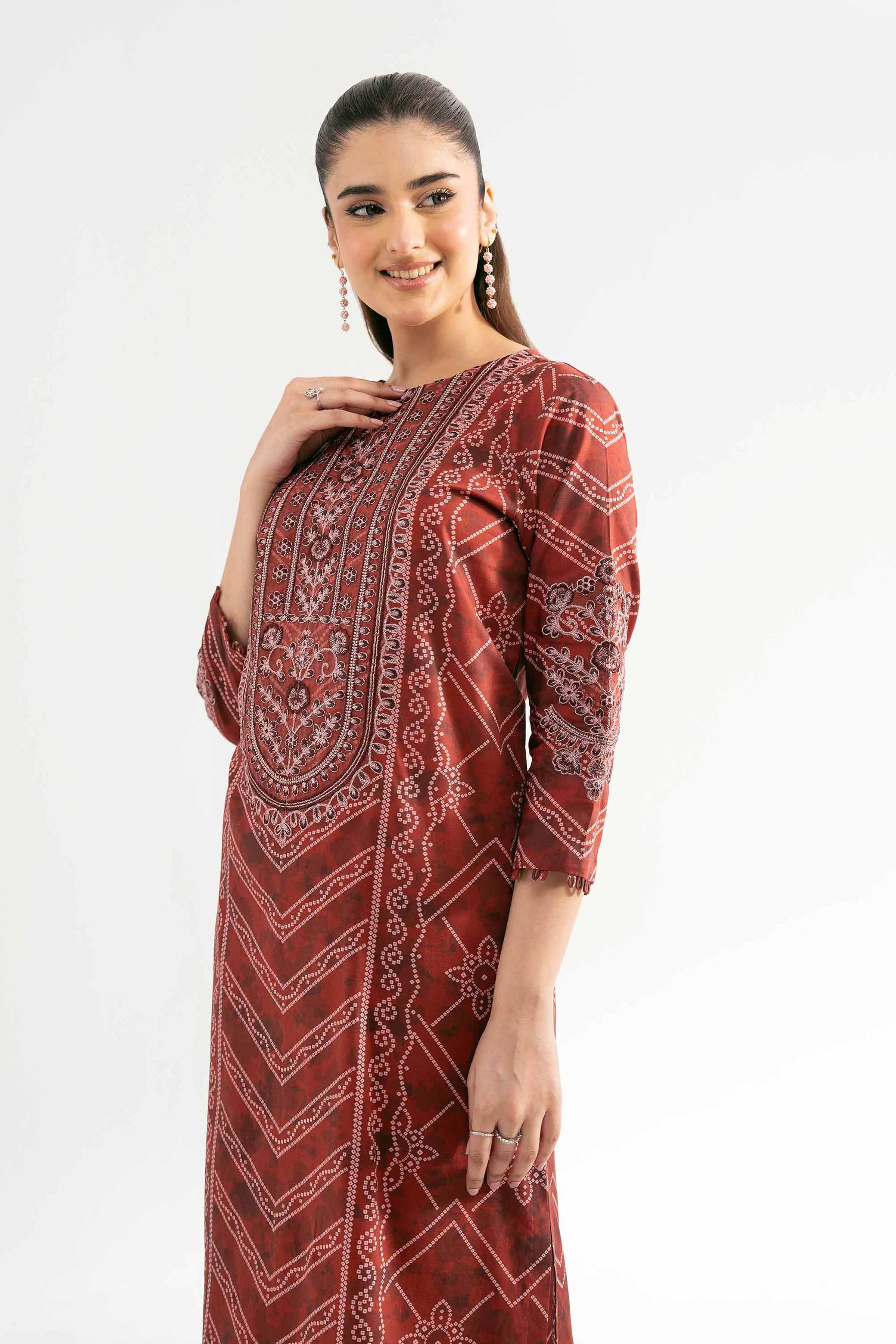 2 Piece - Digital Printed Embroidered Suit - 42501775