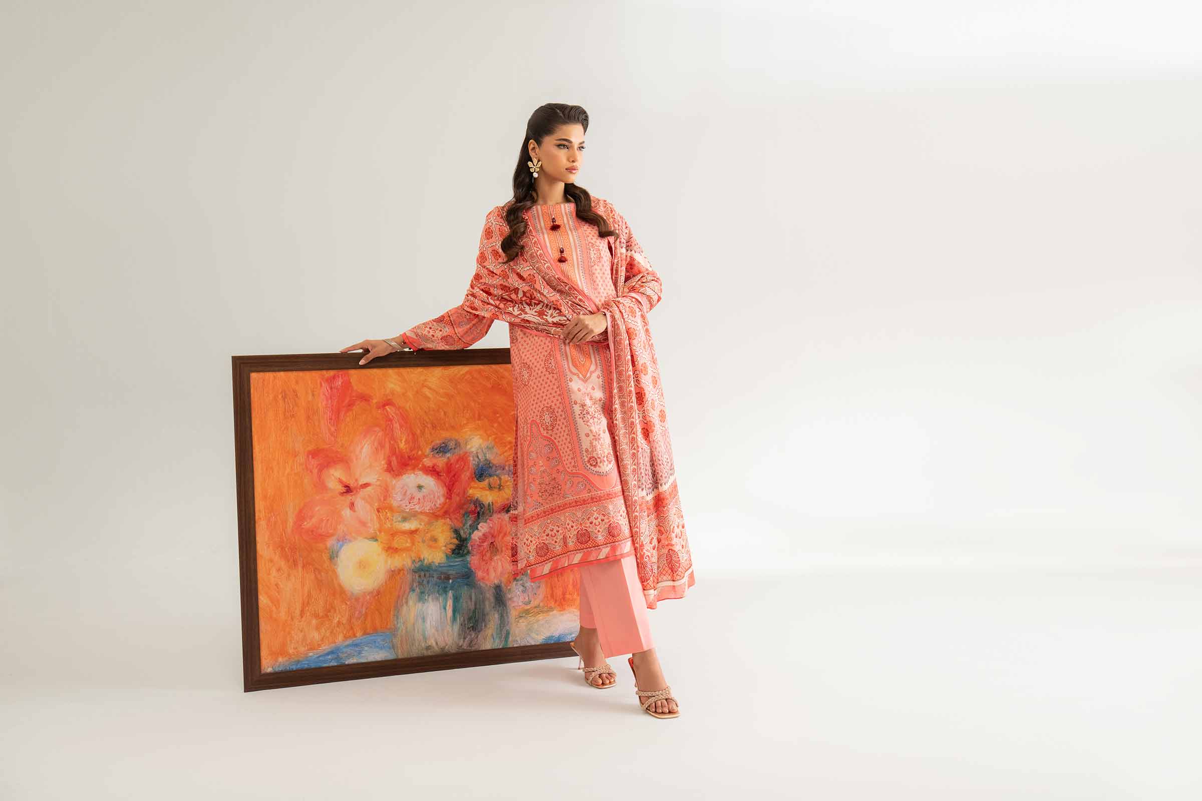 NISHATUAE - Coral Printed Lawn 3-piece Unstitched Suit