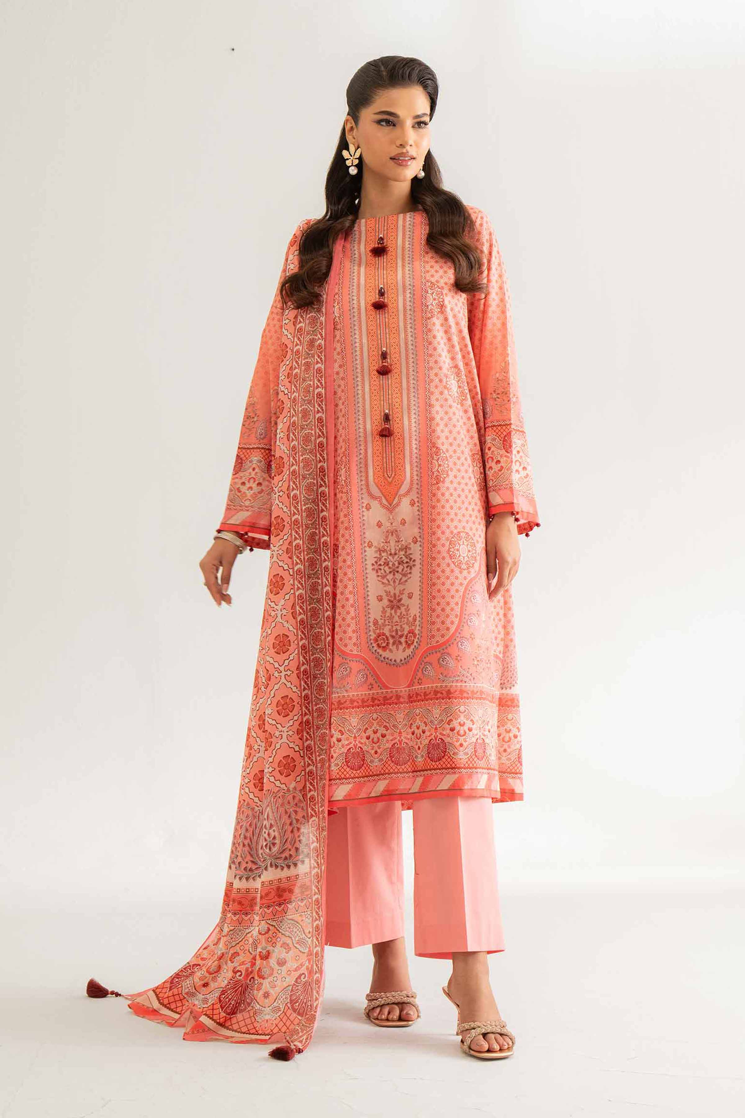 NISHATUAE - Coral Printed Lawn 3-piece Unstitched Suit