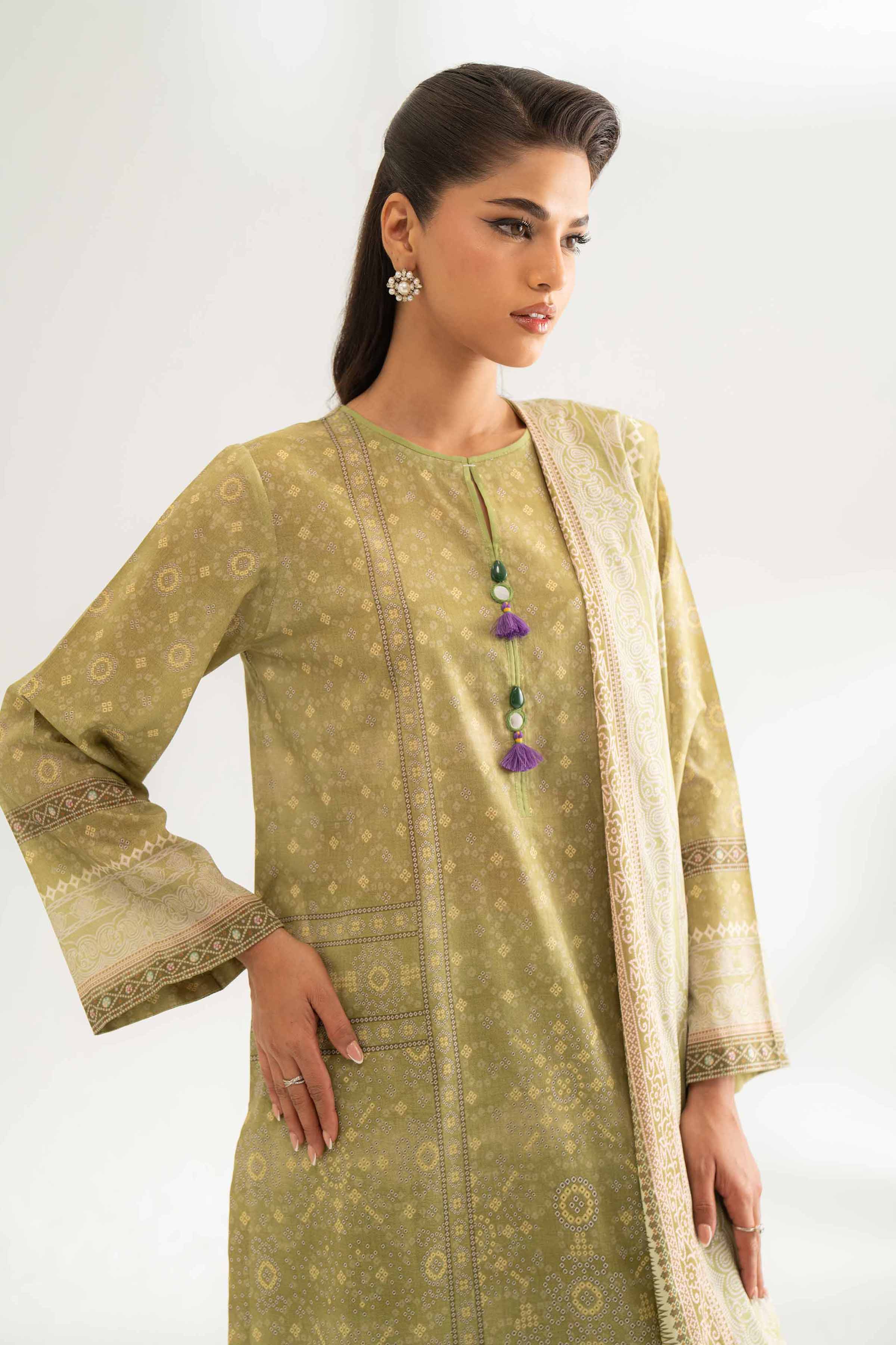 NISHATUAE - Green Printed Lawn 3-piece Unstitched Suit