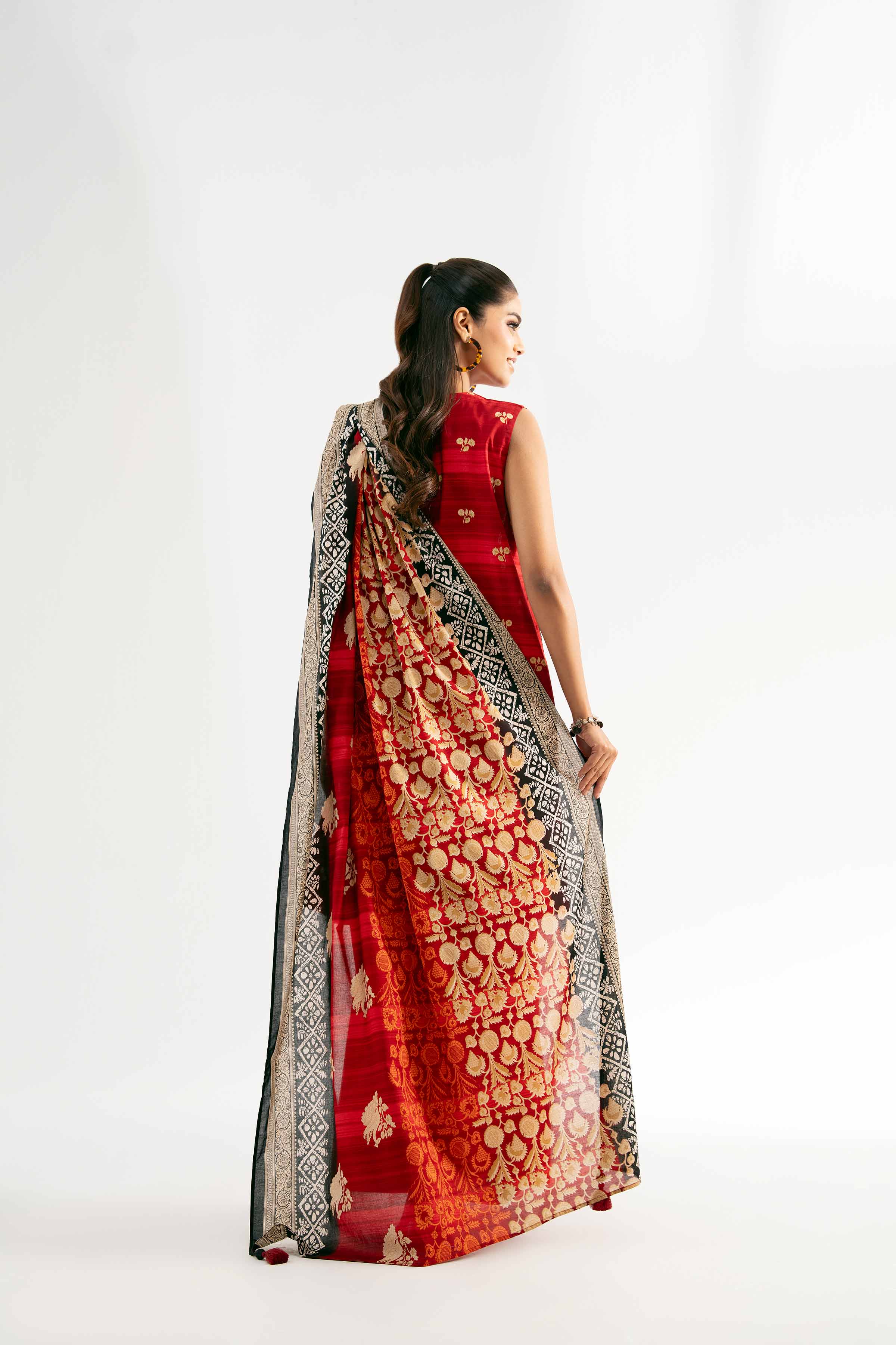 NISHATUAE - Rust Printed Cambric 3-piece Unstitched Suit