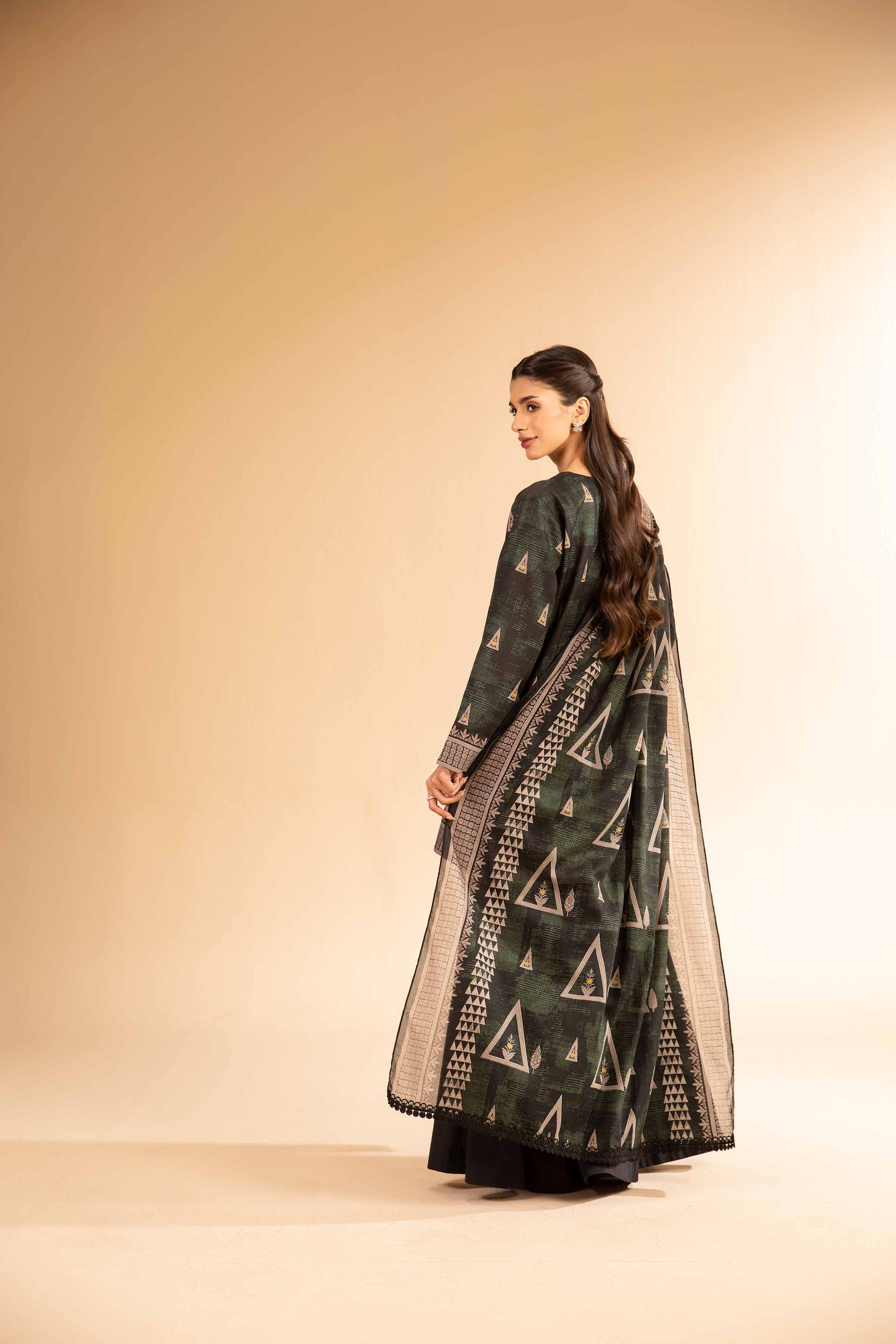 NISHATUAE - Black Printed Lawn 3-piece Unstitched Suit