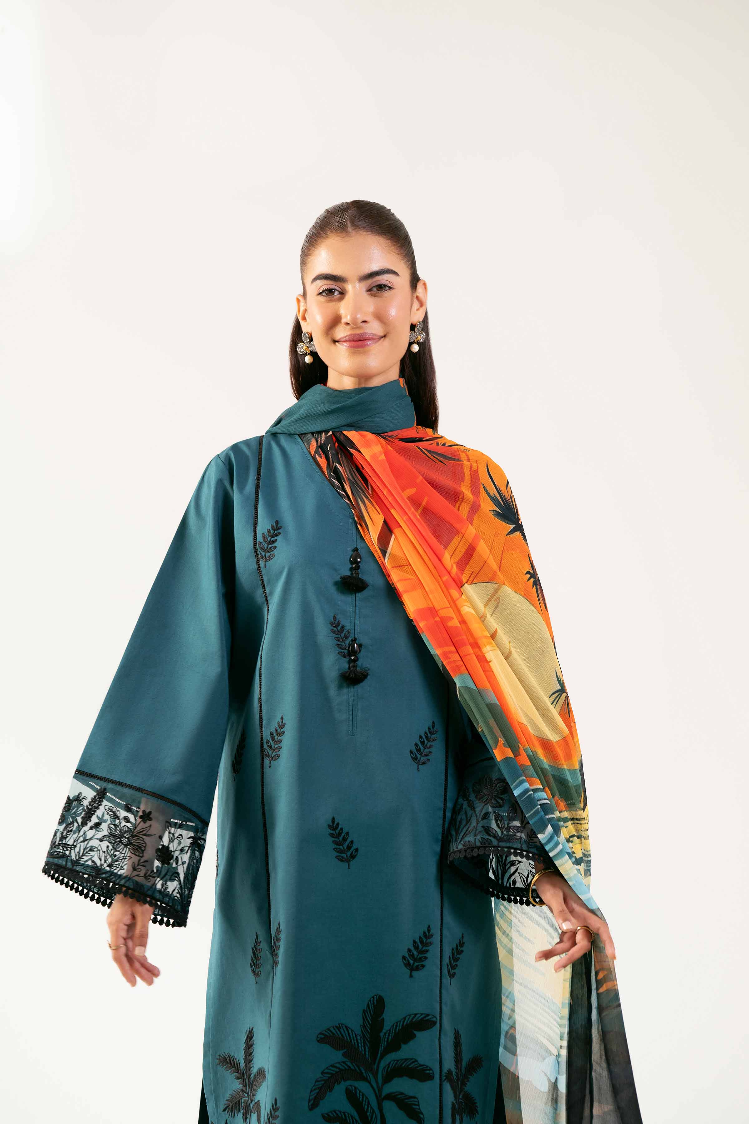 3 Piece - Digital Printed Embroidered Suit - 42501987