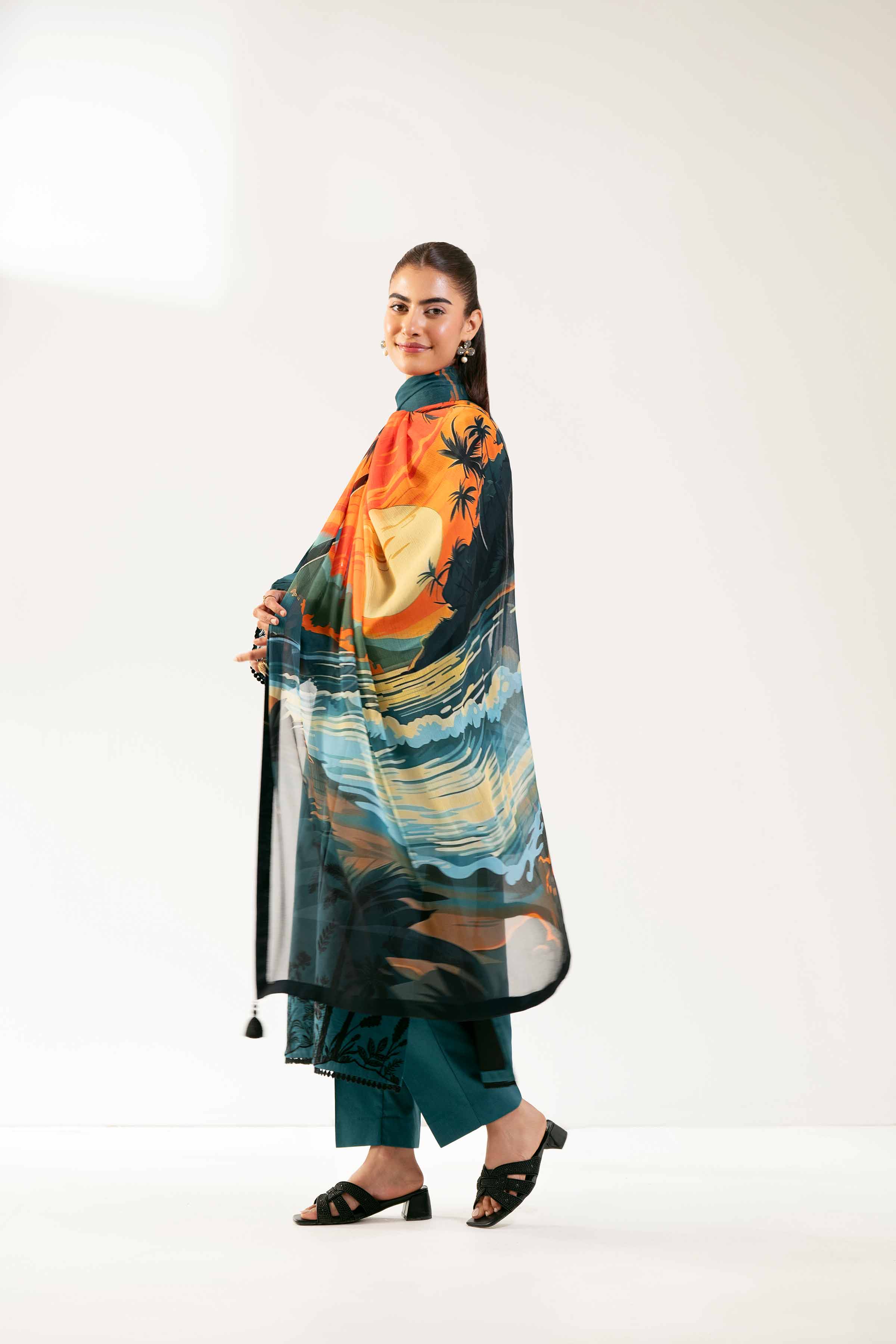 3 Piece - Digital Printed Embroidered Suit - 42501987