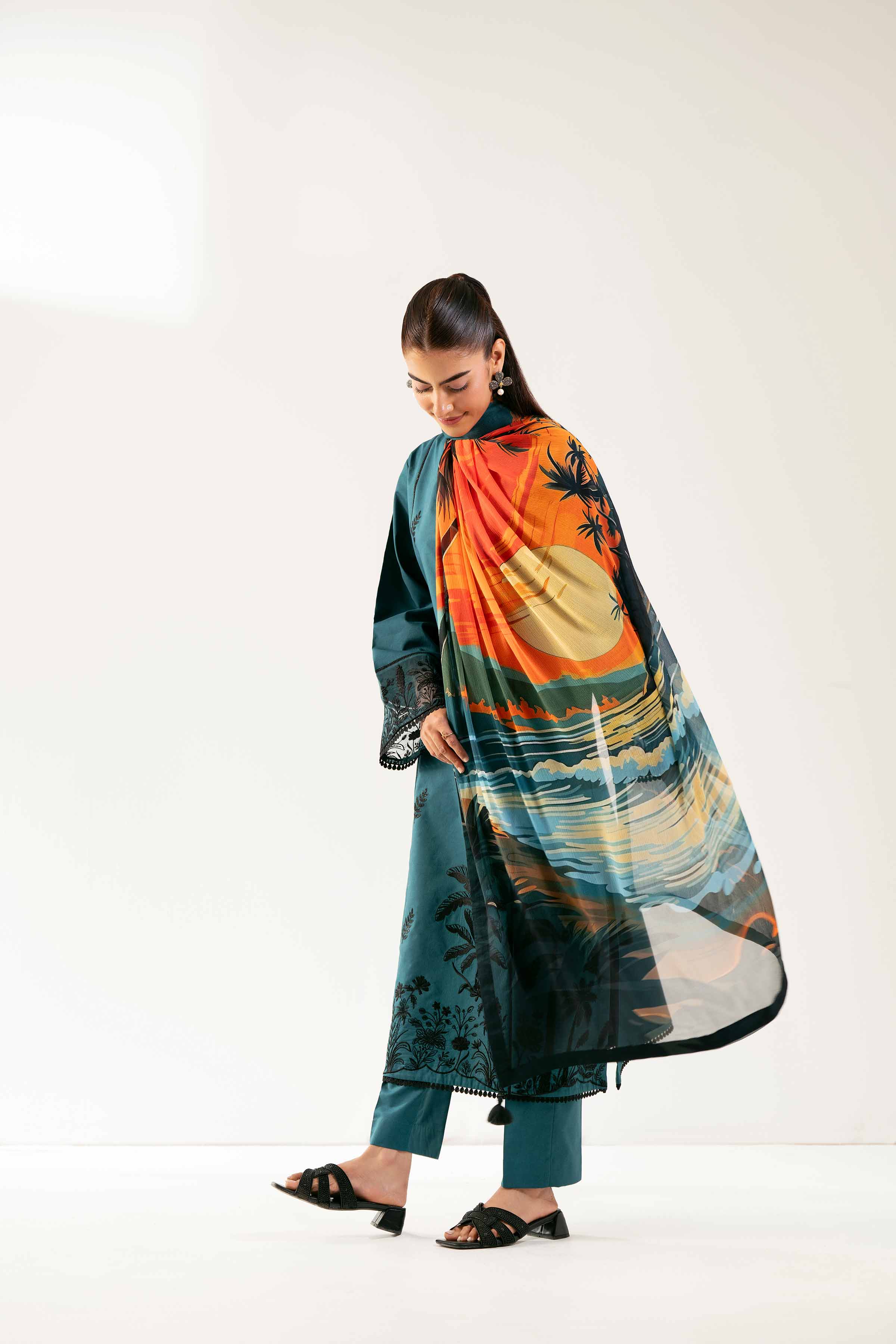 3 Piece - Digital Printed Embroidered Suit - 42501987