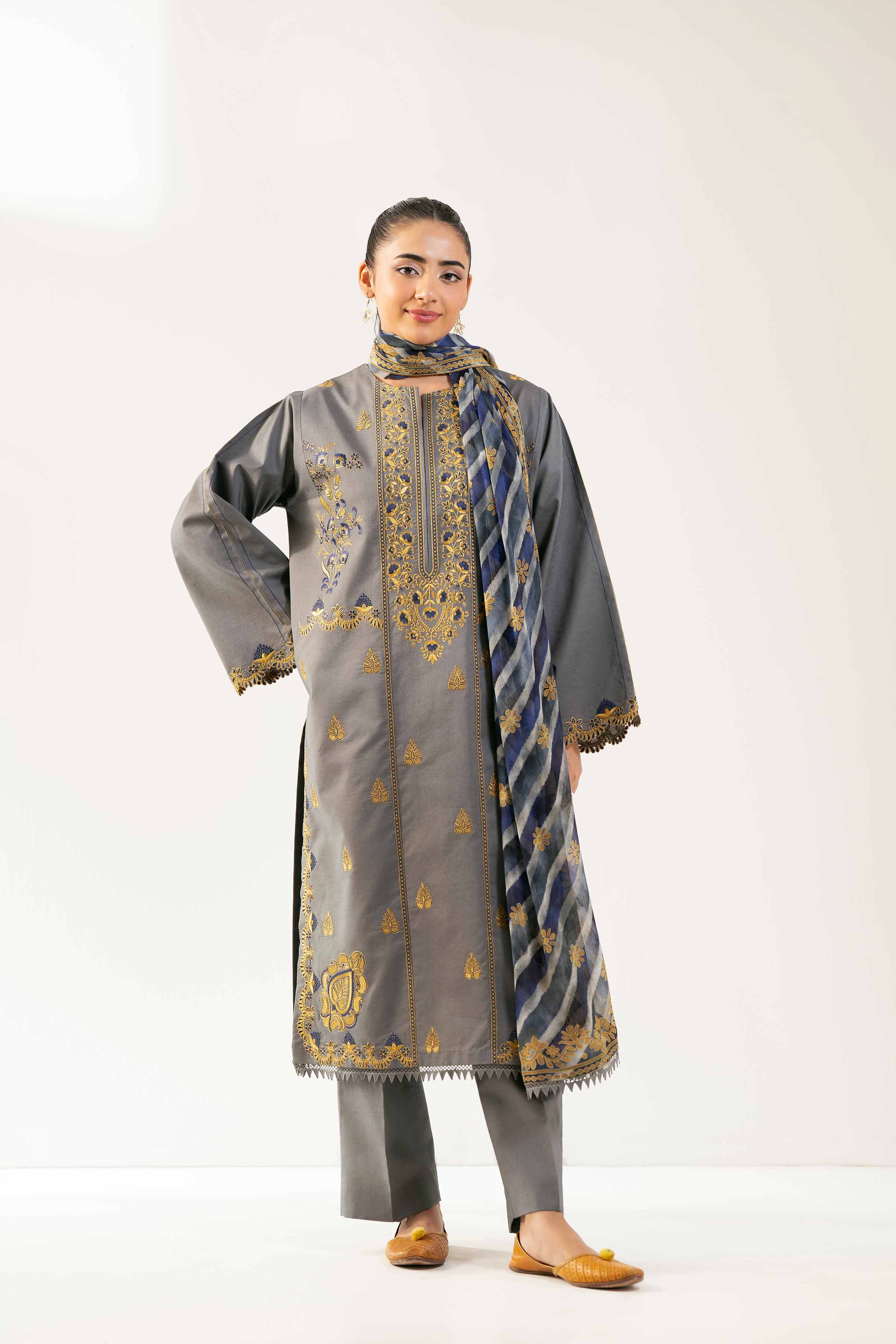 3 Piece - Digital Printed Embroidered Suit - 42501991
