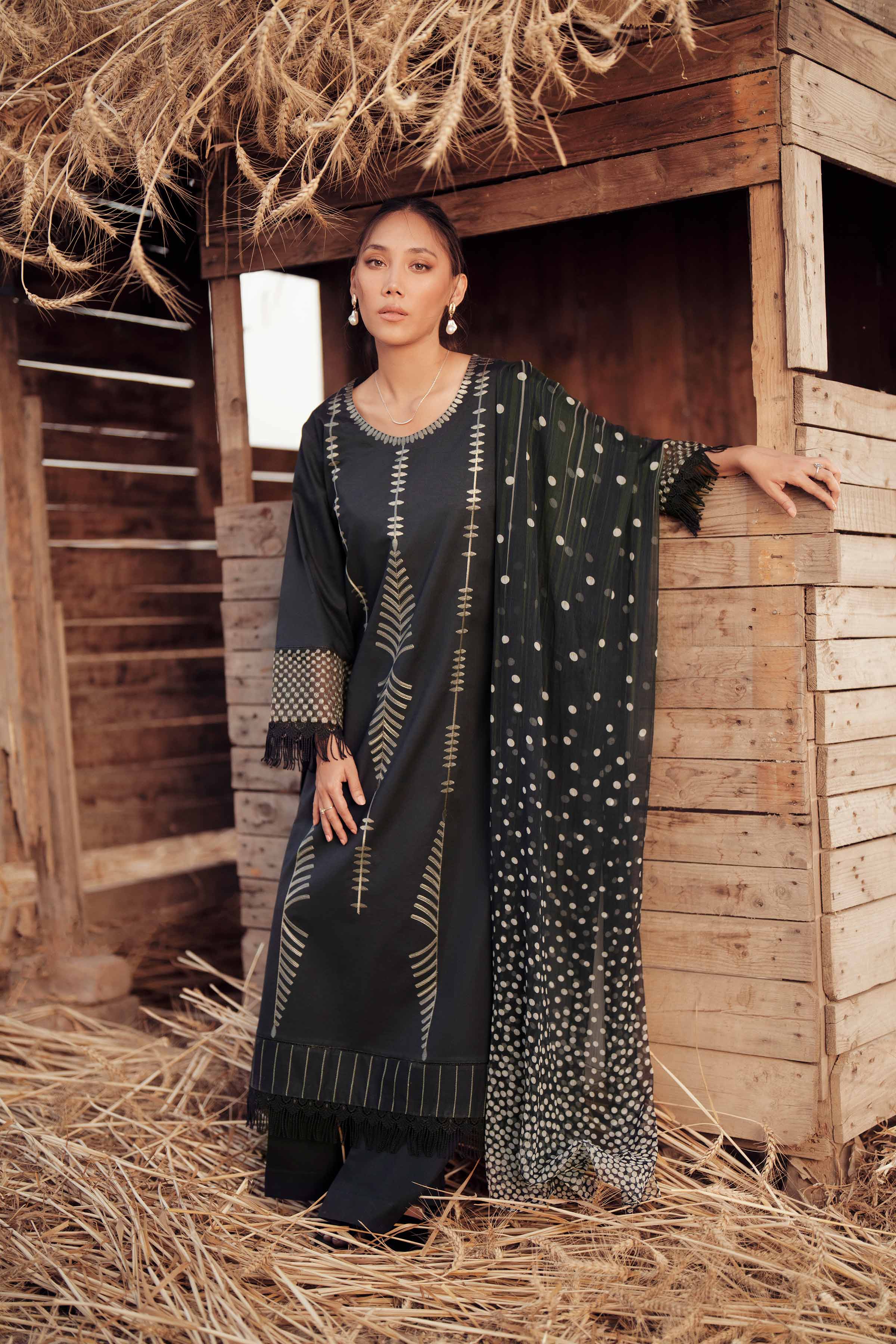 3 Piece - Dyed Printed Embroidered Suit - 42502025