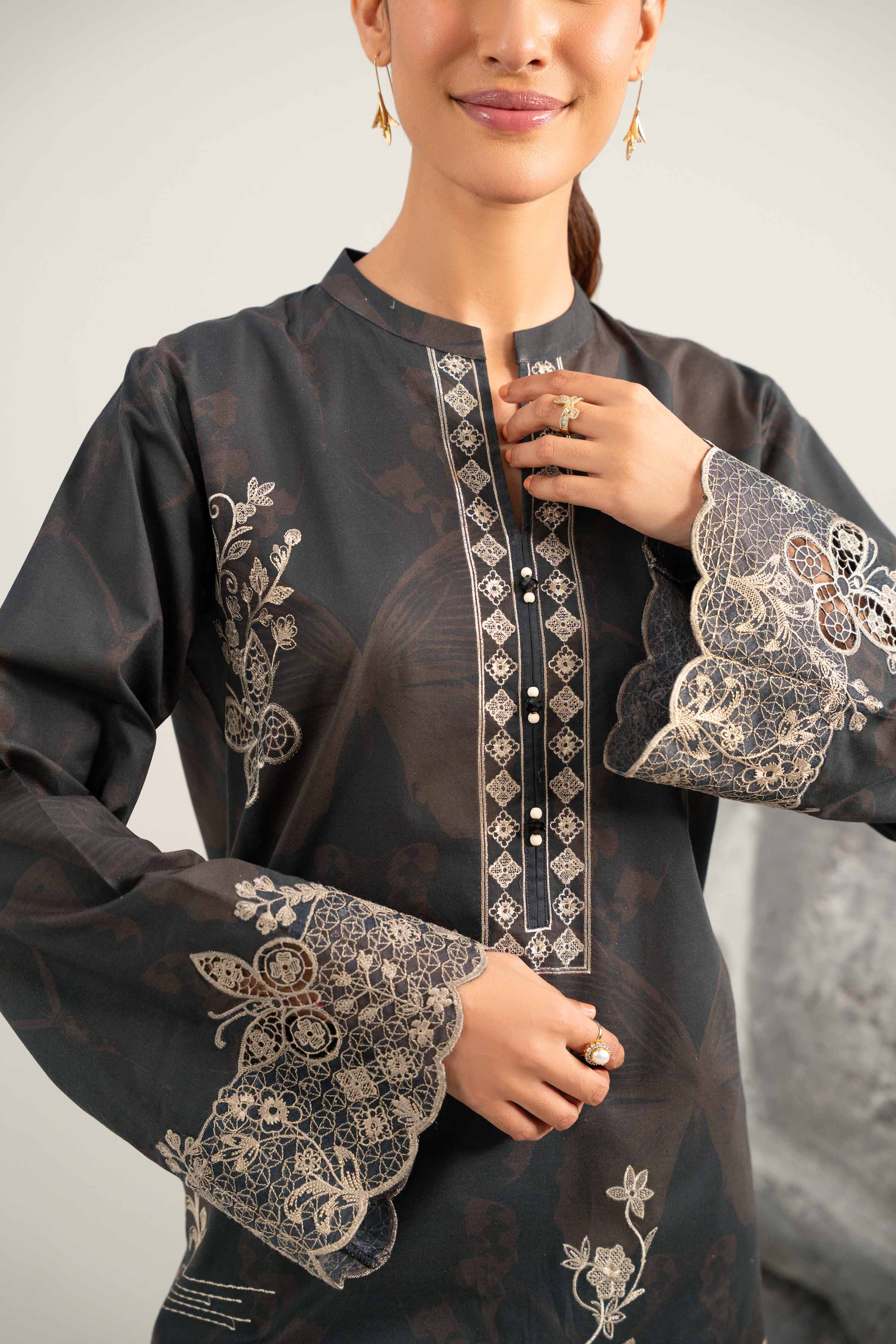 3 Piece - Digital Printed Embroidered Suit - 42502034