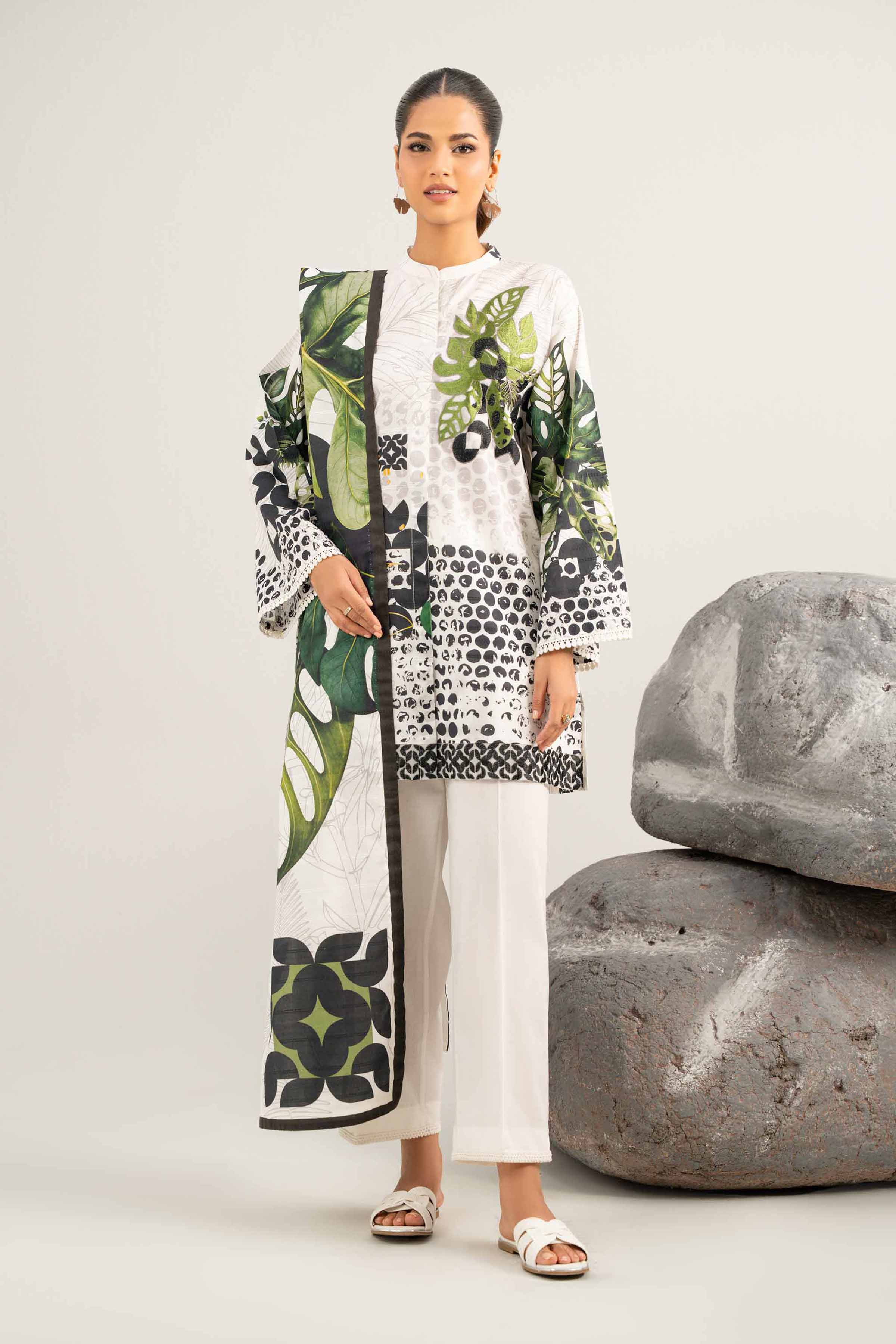 3 Piece - Digital Printed Embroidered Suit - 42502051