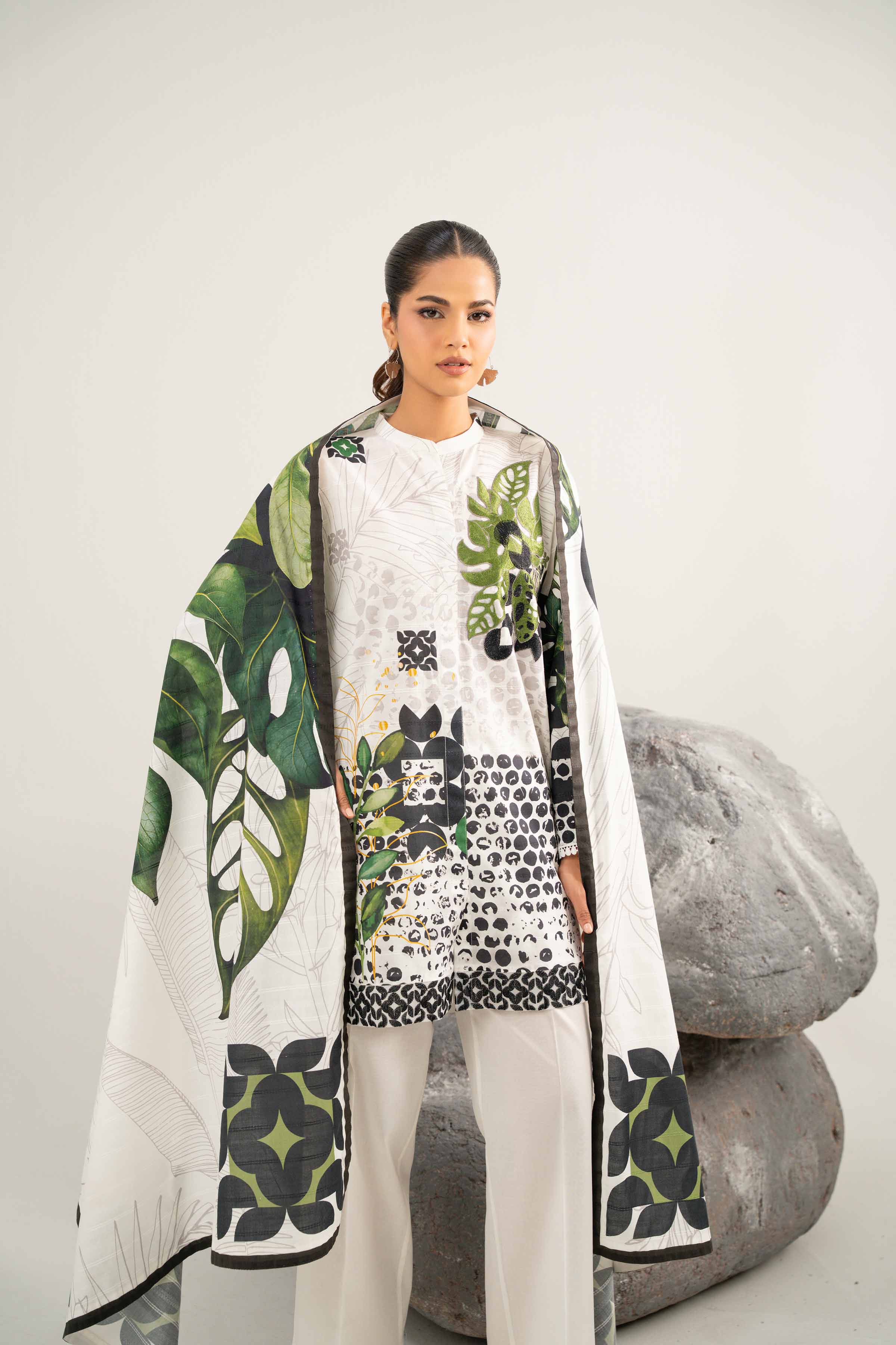 3 Piece - Digital Printed Embroidered Suit - 42502051