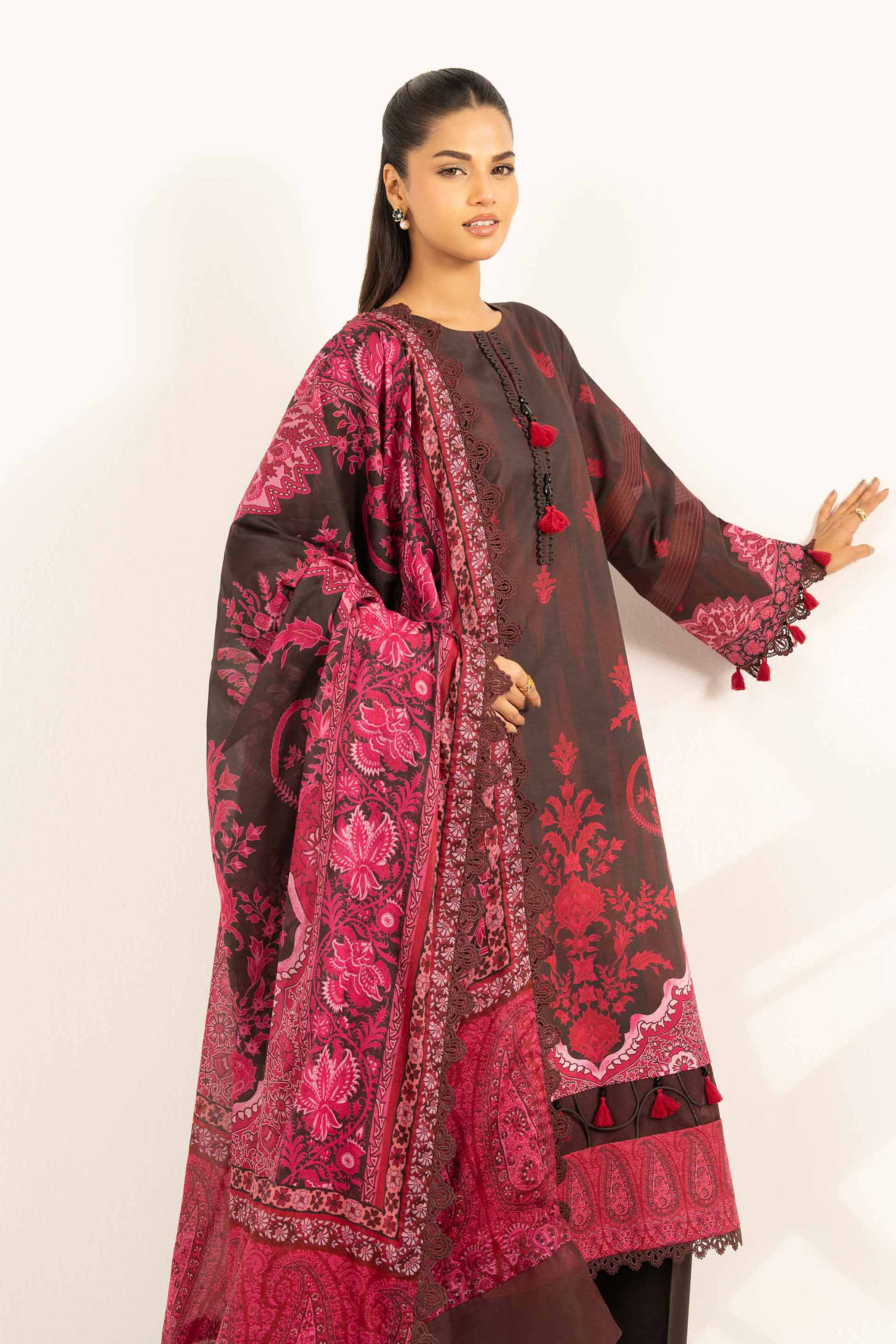 NISHATUAE - Black Printed Cambric 3-piece Unstitched Suit