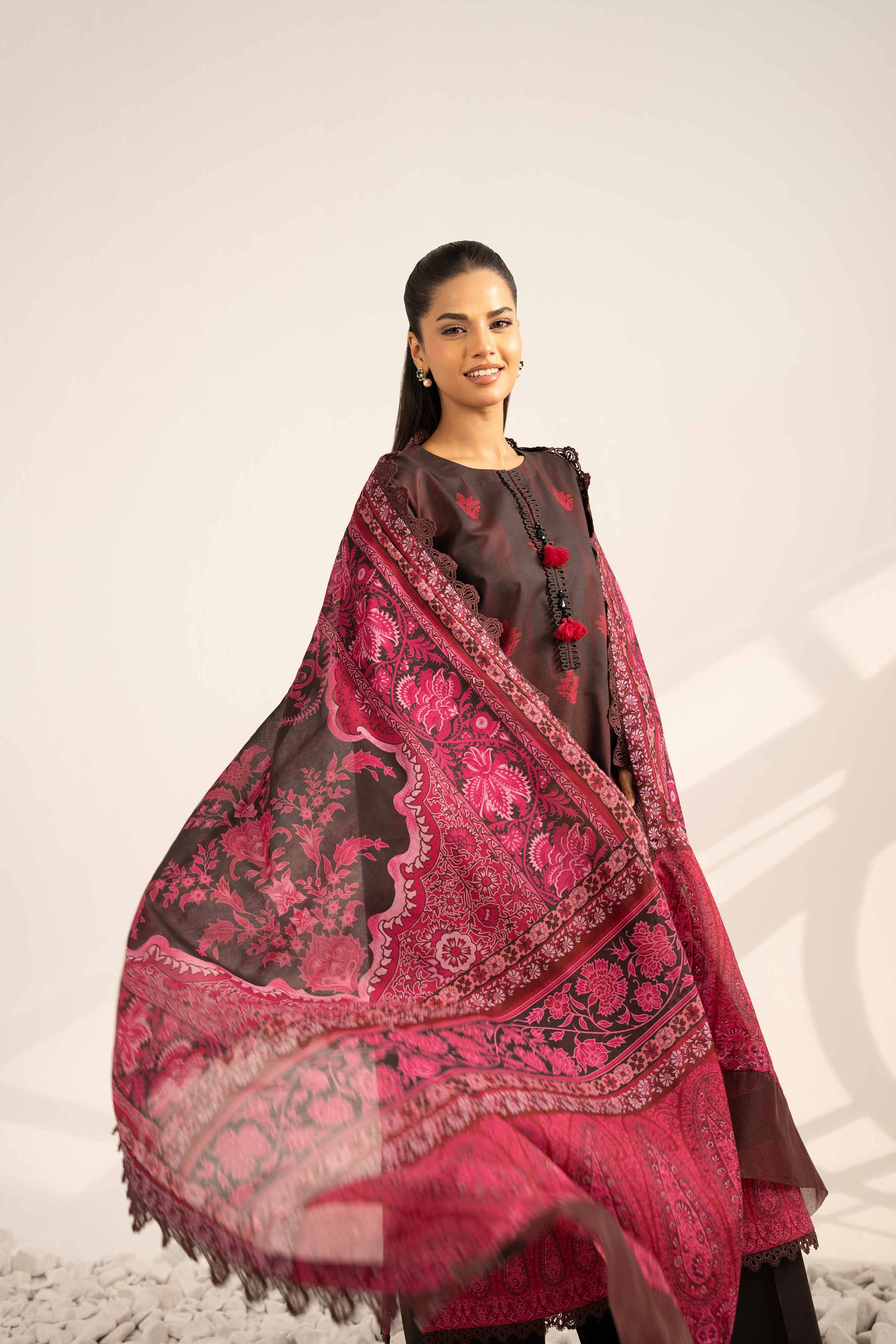 NISHATUAE - Black Printed Cambric 3-piece Unstitched Suit