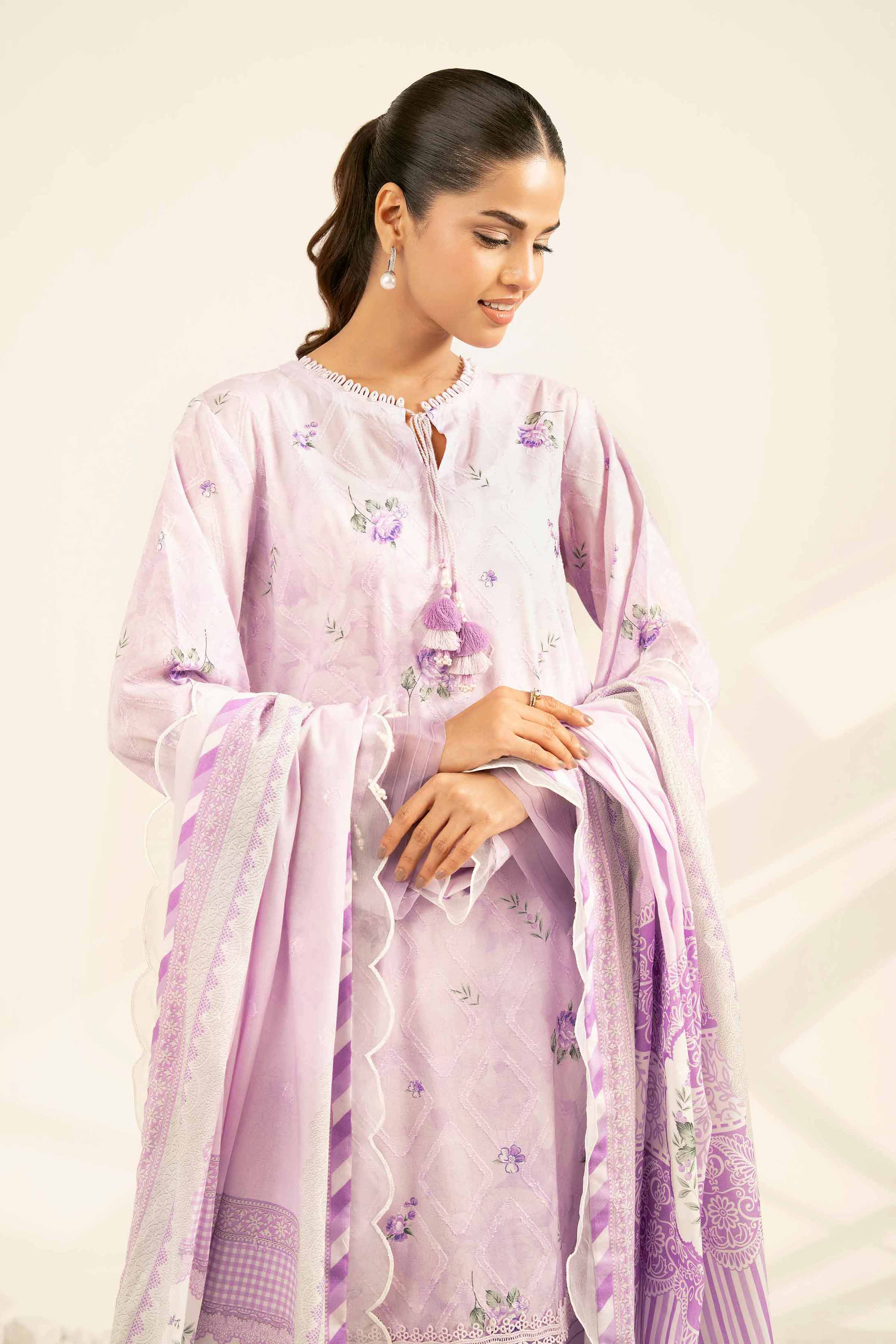 NISHATUAE - Orchid Printed Jacquard 3-piece Unstitched Suit