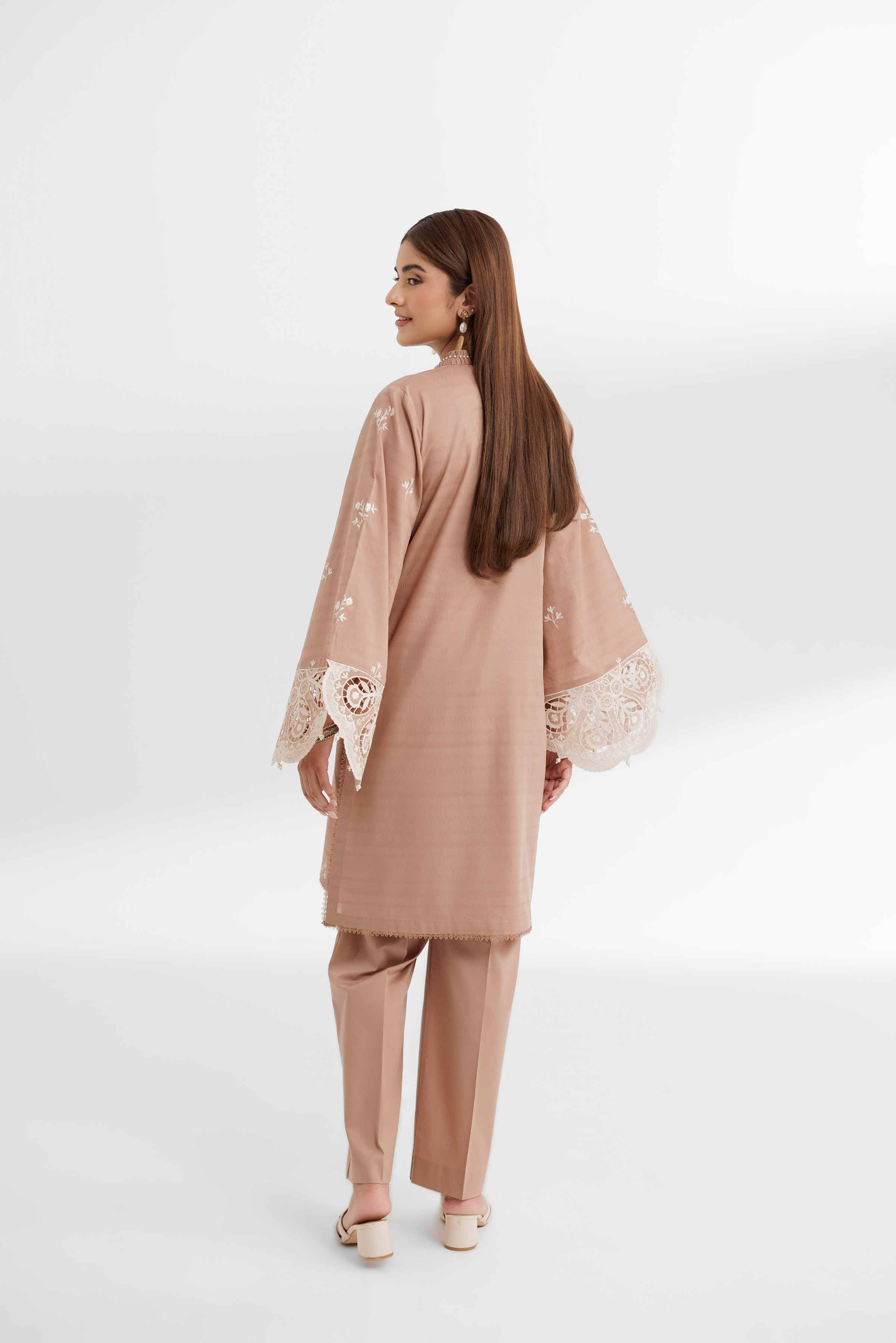 NISHATUAE - Brown Embroidered Lawn 2-piece Unstitched Dress