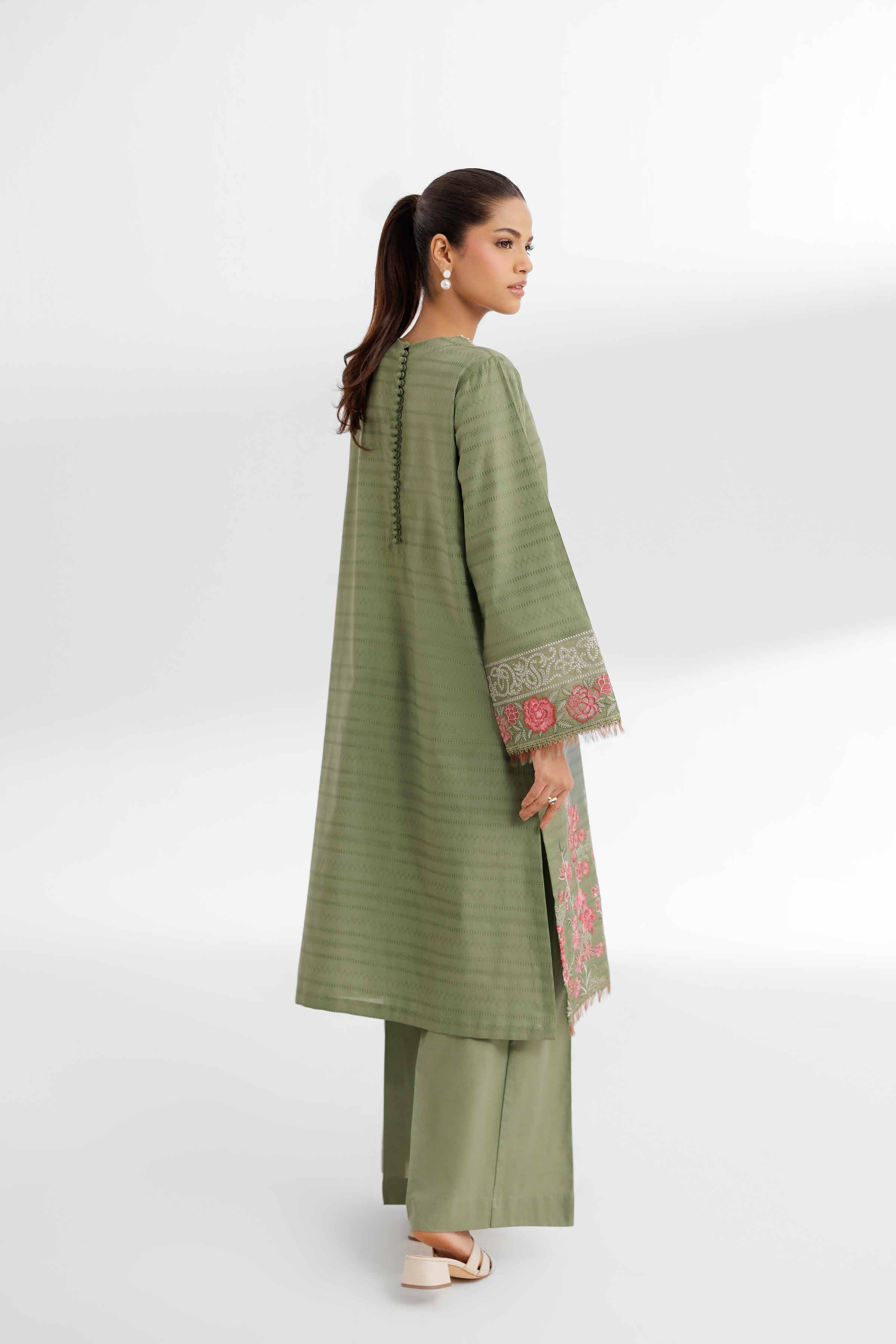 NISHATUAE - Green Embroidered Lawn 2-piece Unstitched Dress