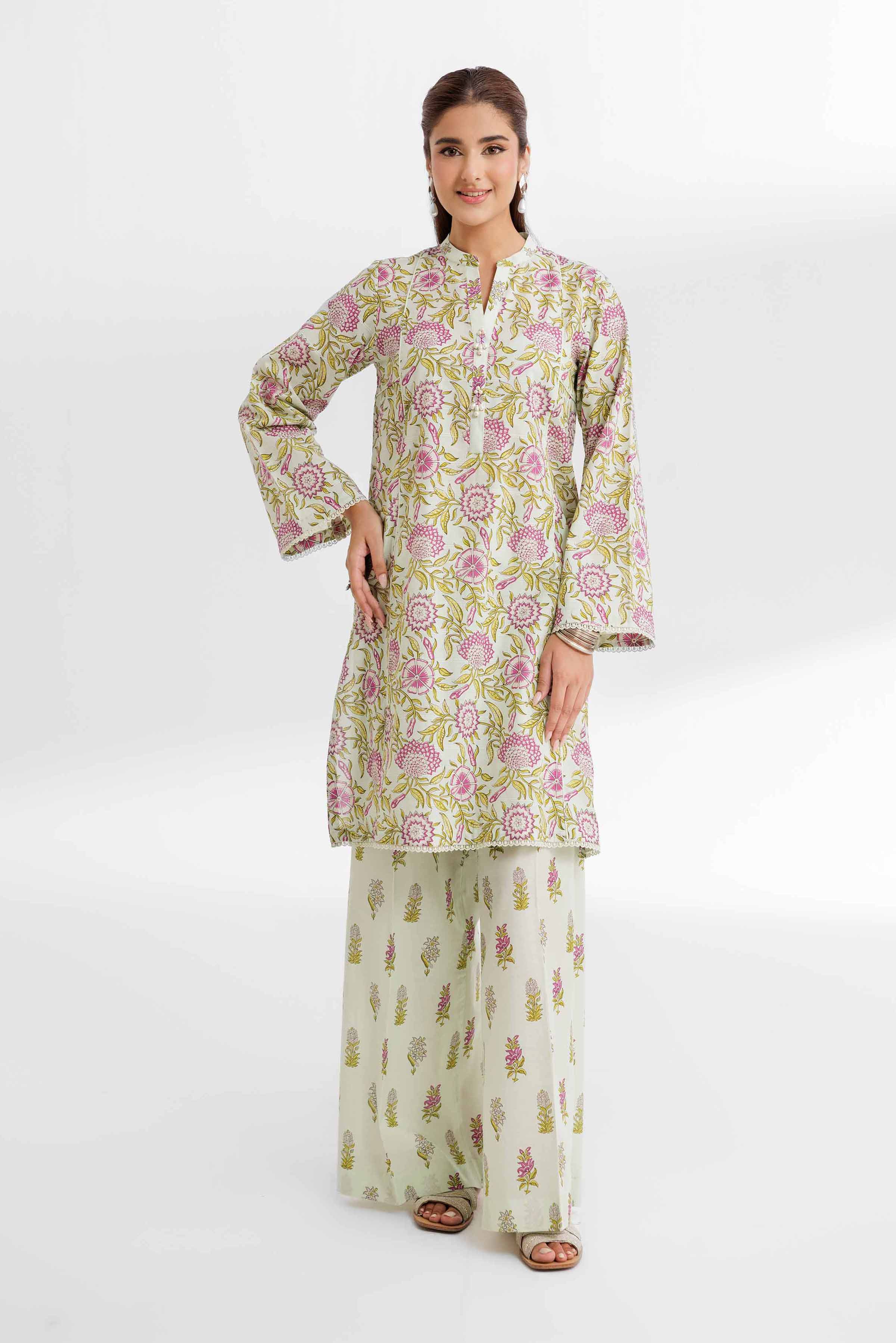 NISHATUAE - Green Printed Lawn 2-piece Unstitched Dress