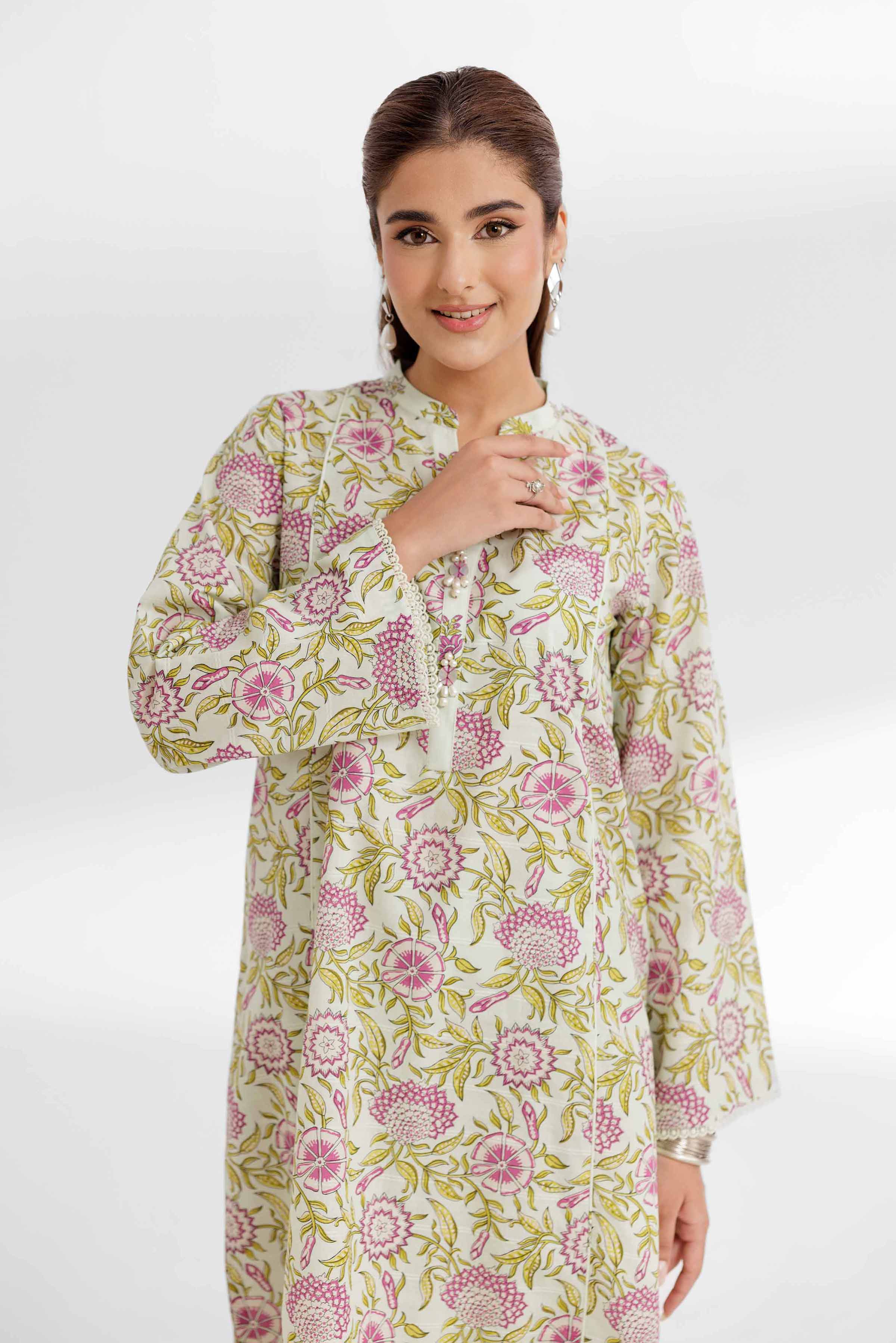 NISHATUAE - Green Printed Lawn 2-piece Unstitched Dress