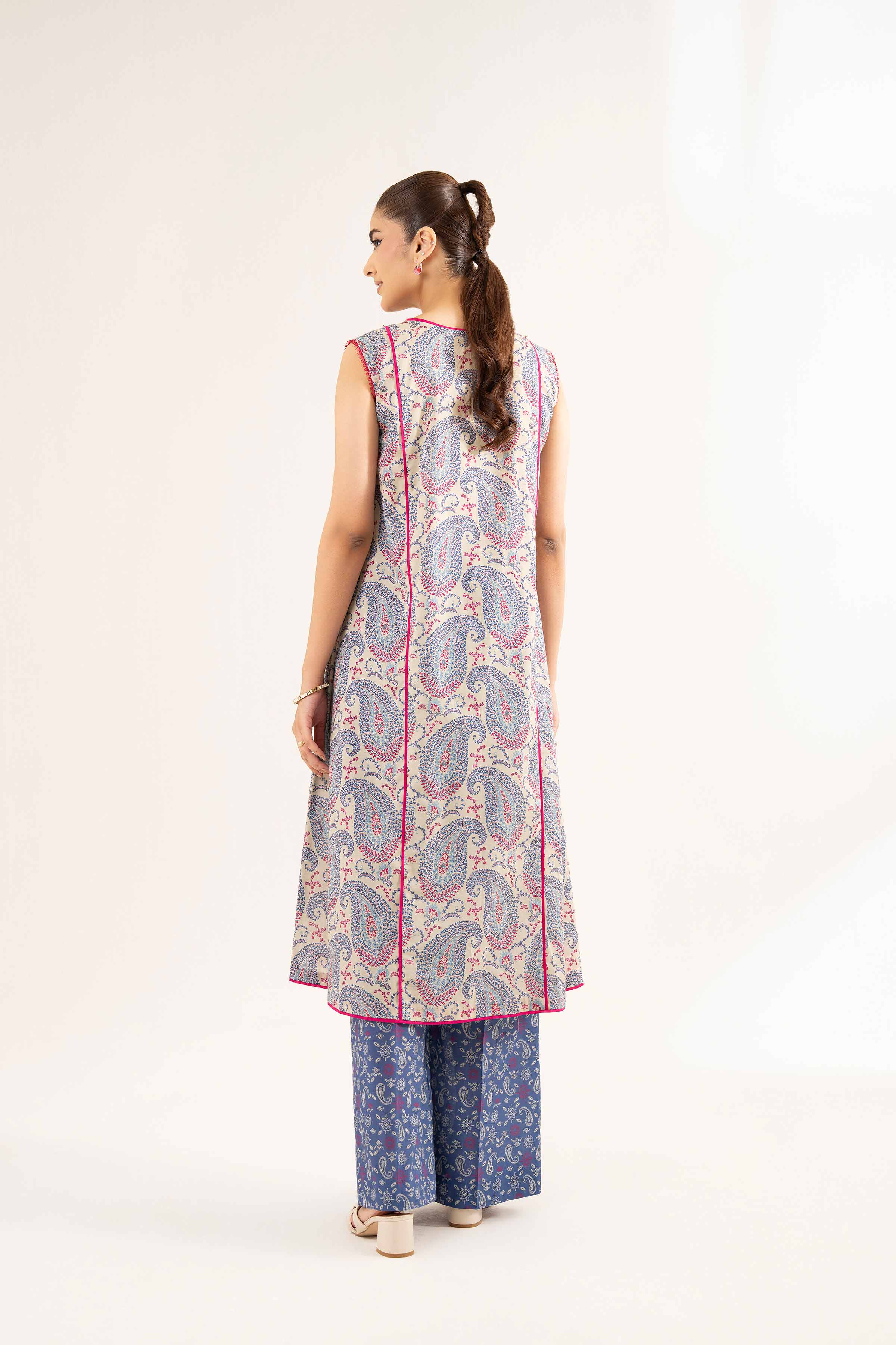 NISHATUAE - Blue Printed Cambric 2-piece Unstitched Dress