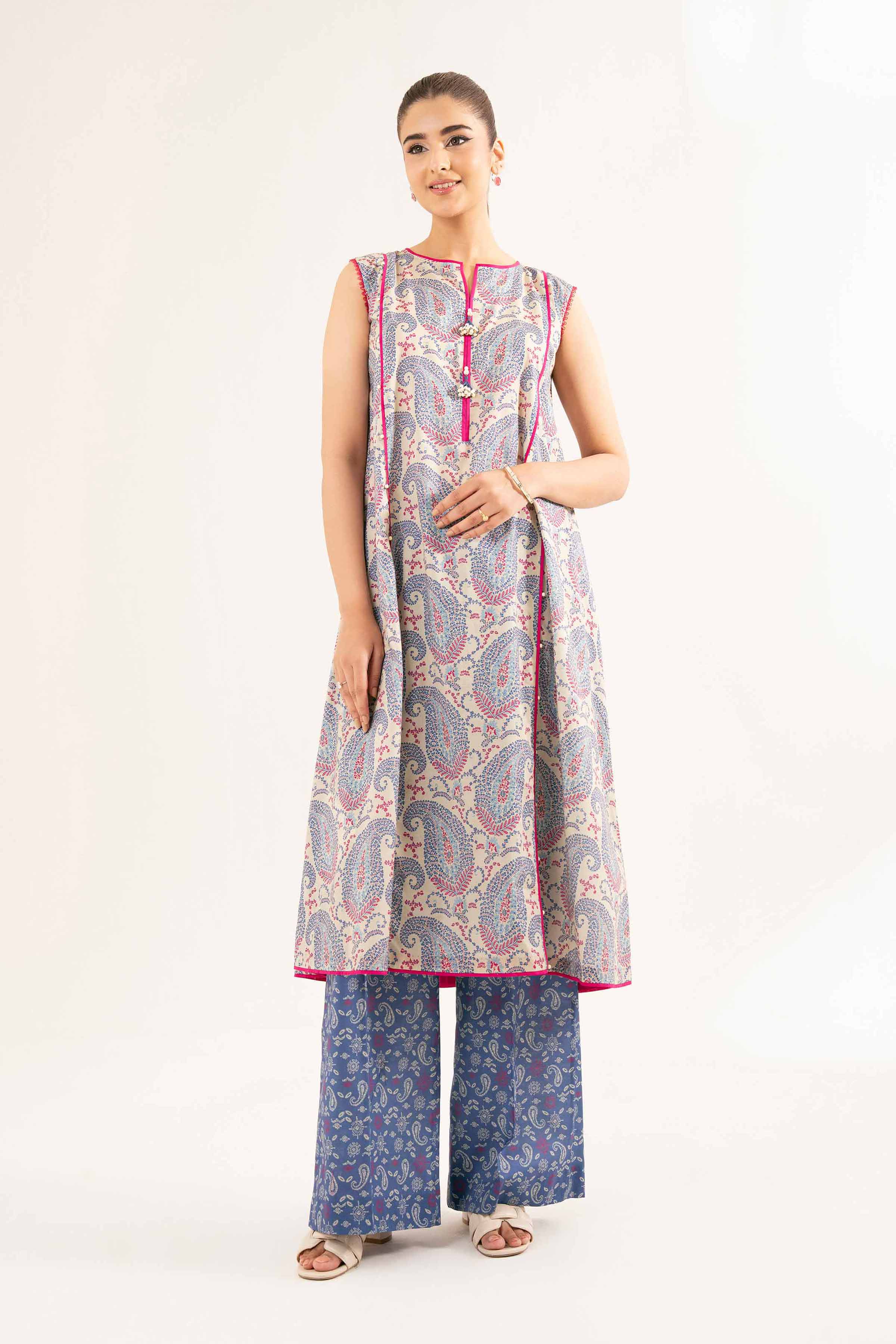 NISHATUAE - Blue Printed Cambric 2-piece Unstitched Dress