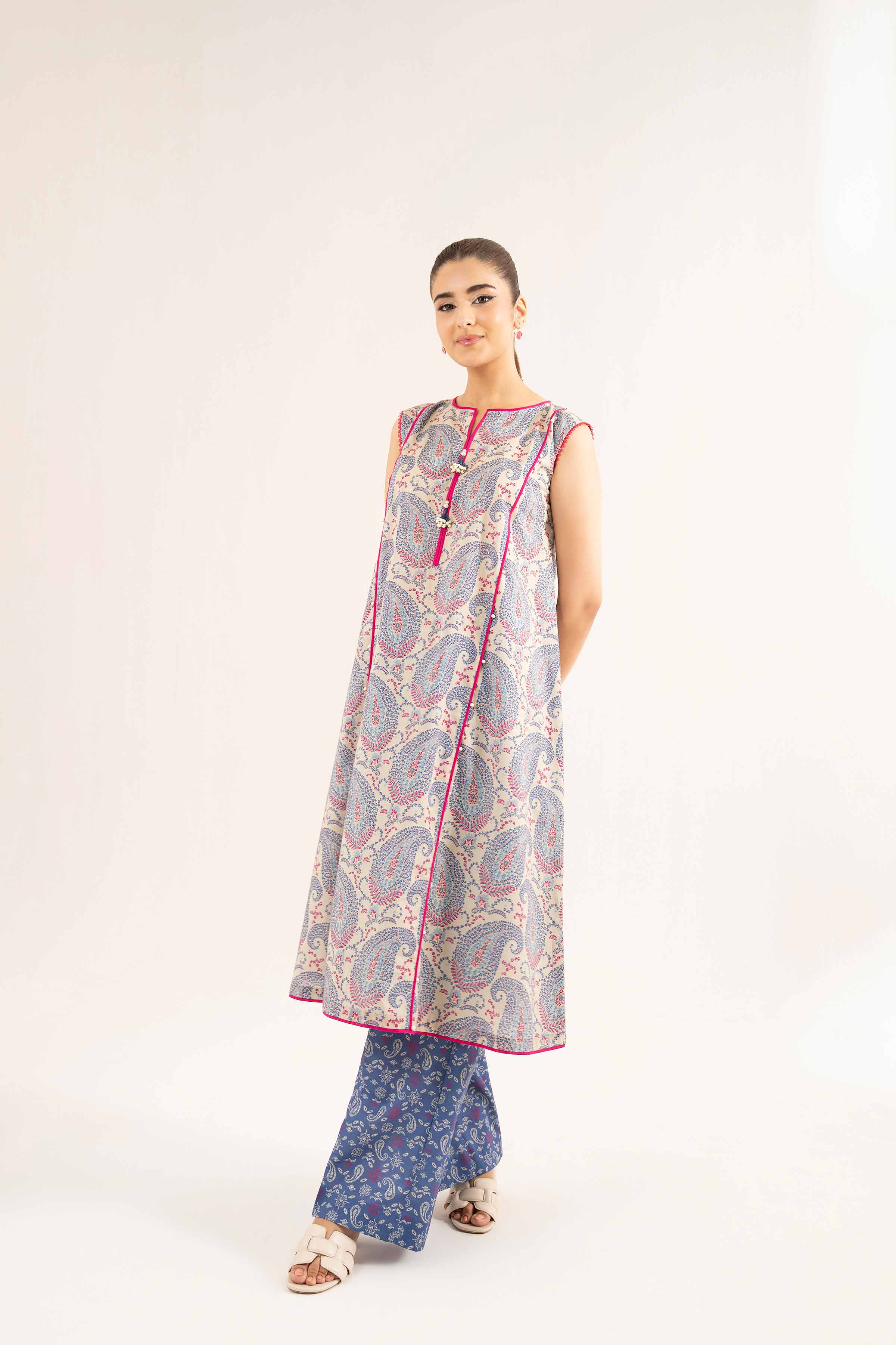 NISHATUAE - Blue Printed Cambric 2-piece Unstitched Dress