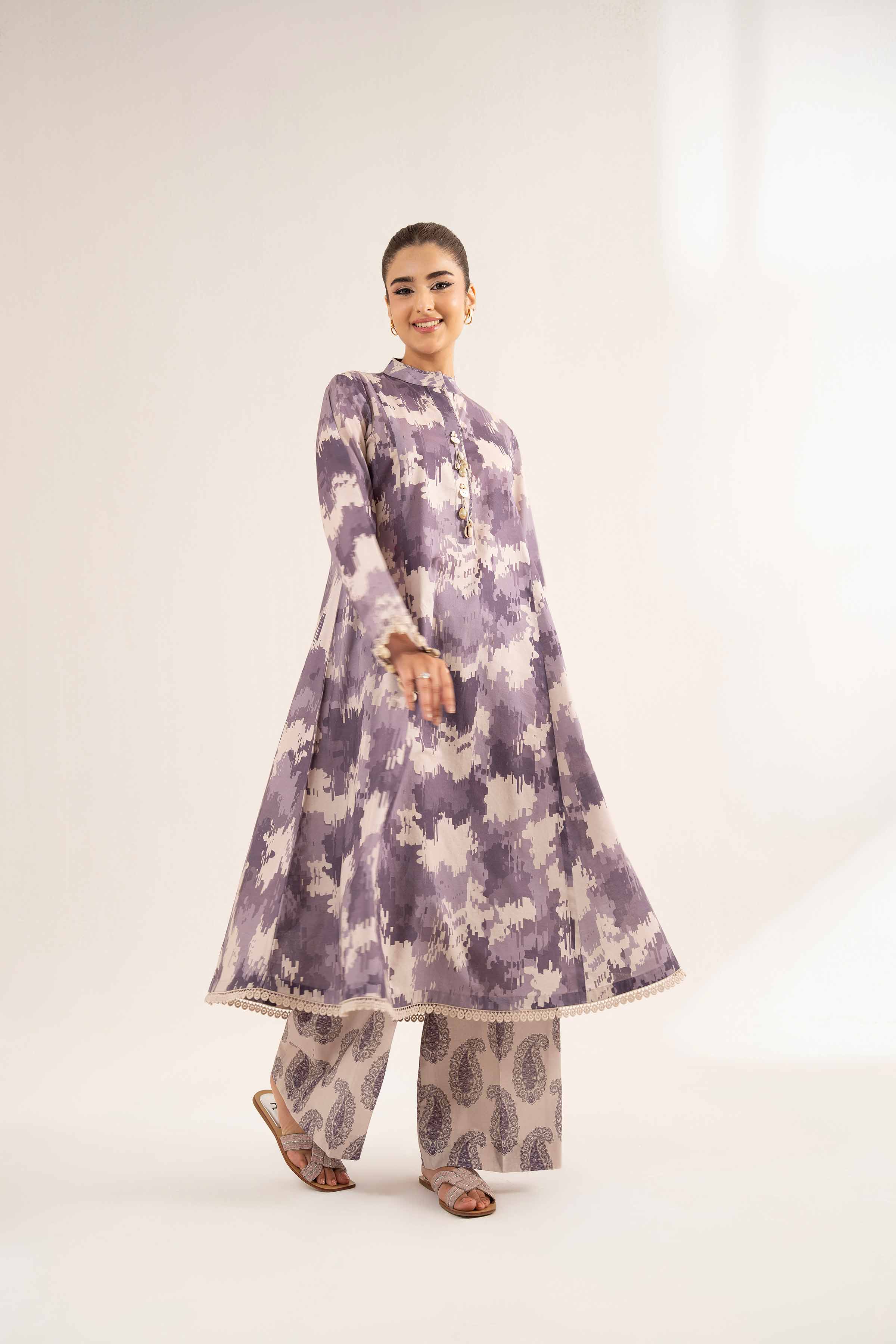 NISHATUAE - Mauve Printed Cambric 2-piece Unstitched Dress