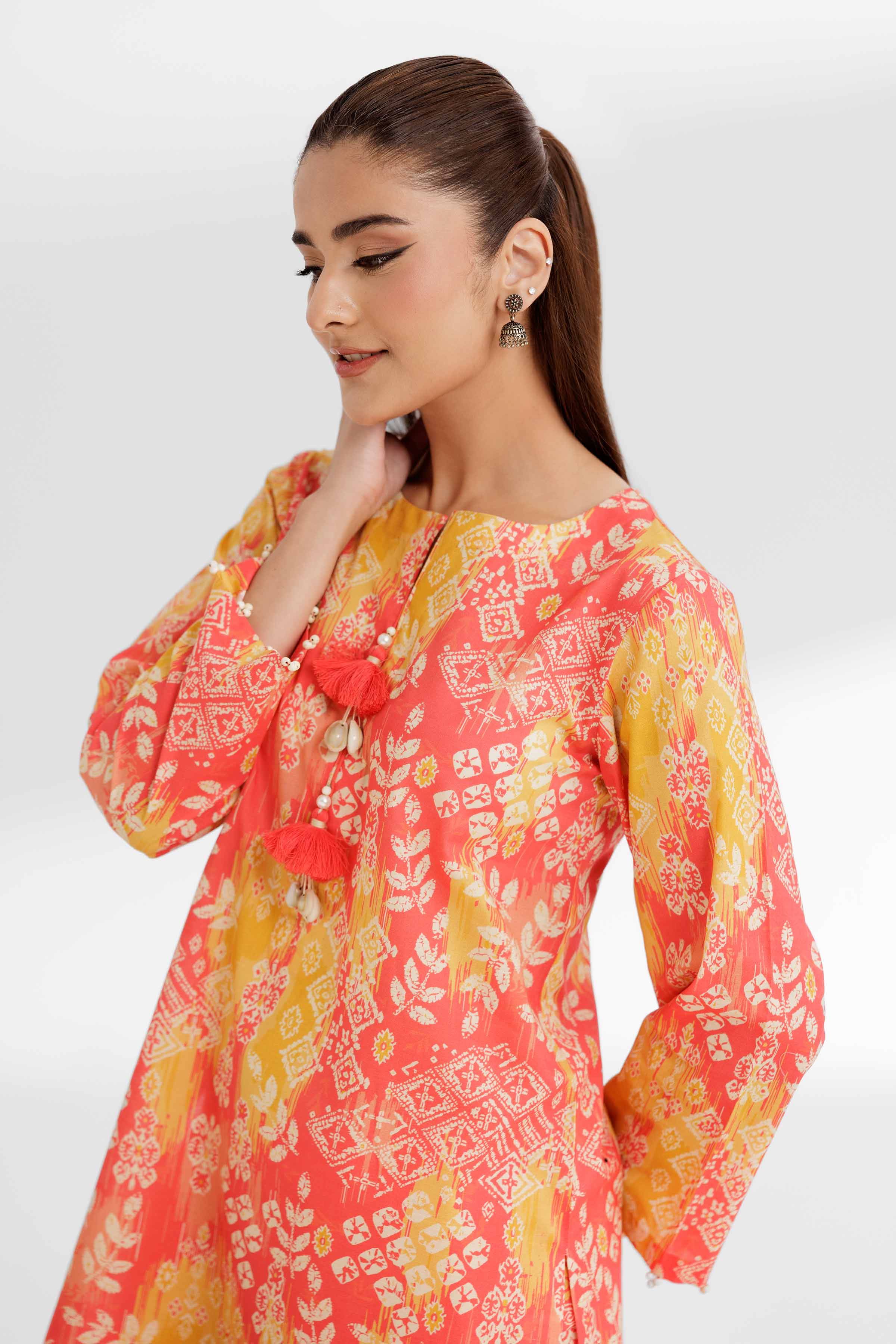 NISHATUAE - Coral Printed Cambric 2-piece Unstitched Dress