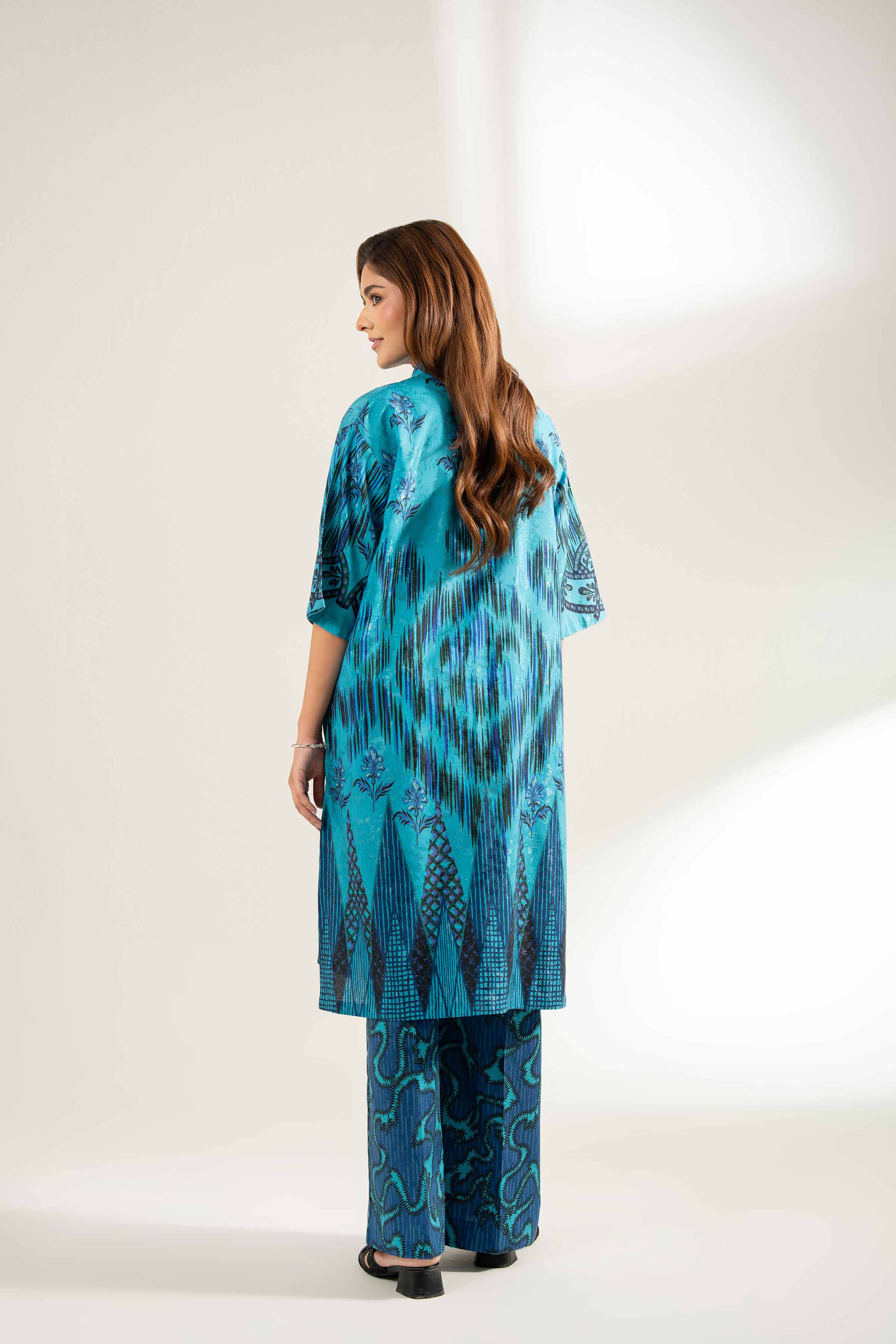 NISHATUAE - Blue Printed Viscose 2-piece Unstitched Dress