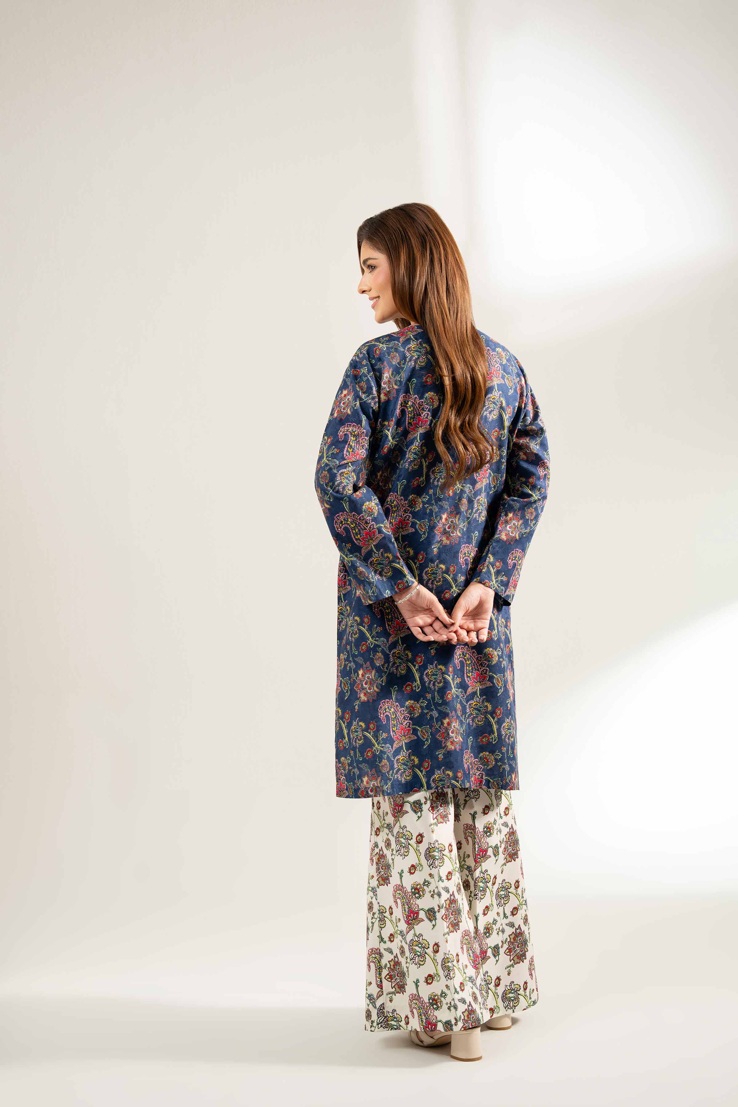 NISHATUAE - Blue Printed Viscose 2-piece Unstitched Dress