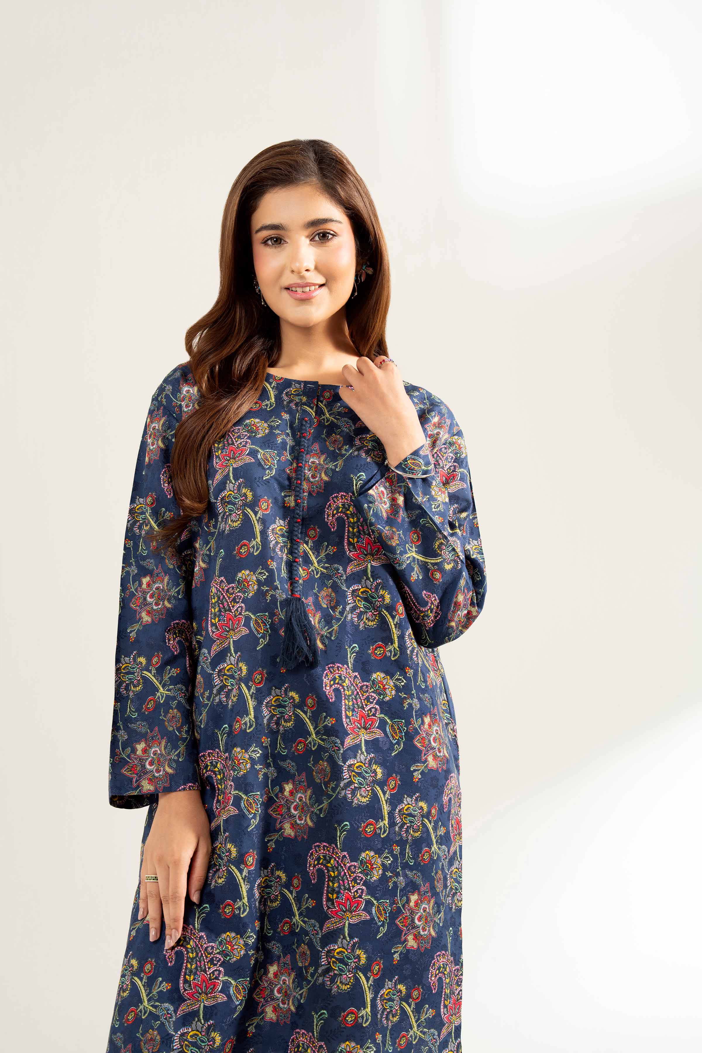NISHATUAE - Blue Printed Viscose 2-piece Unstitched Dress