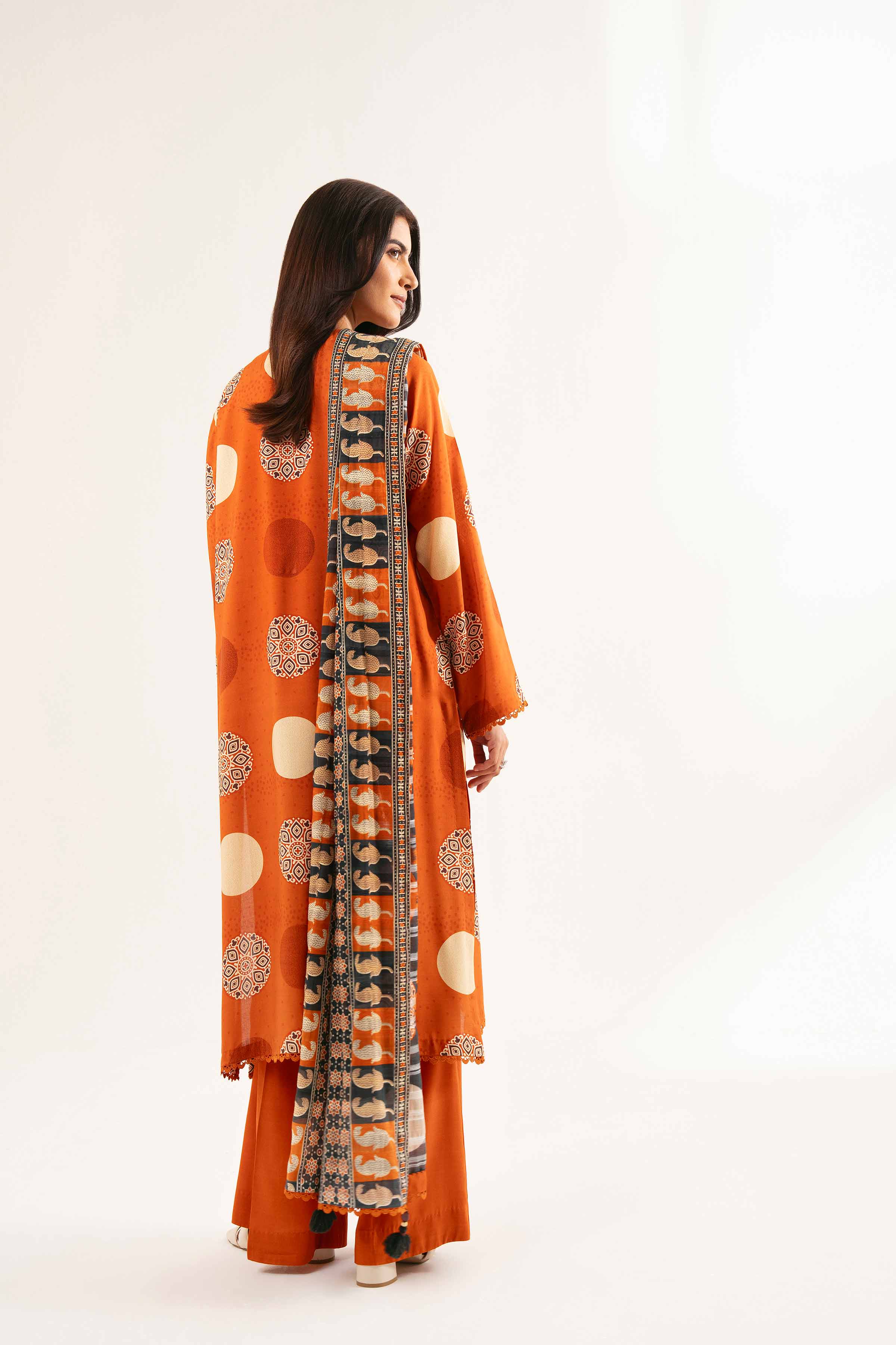NISHATUAE - Rust Printed Lawn 3-piece Unstitched Suit