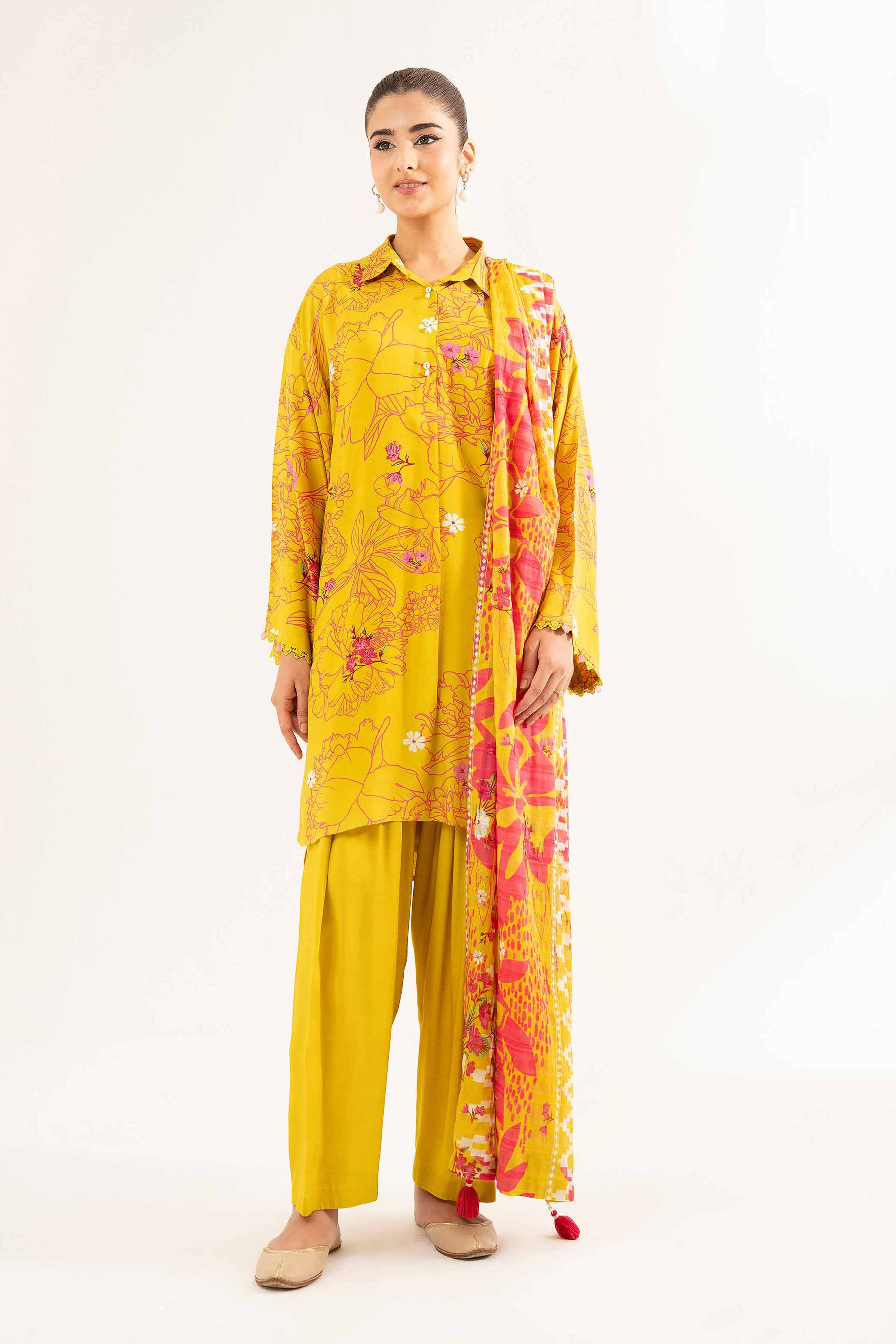 NISHATUAE - Green Printed Lawn 3-piece Unstitched Suit