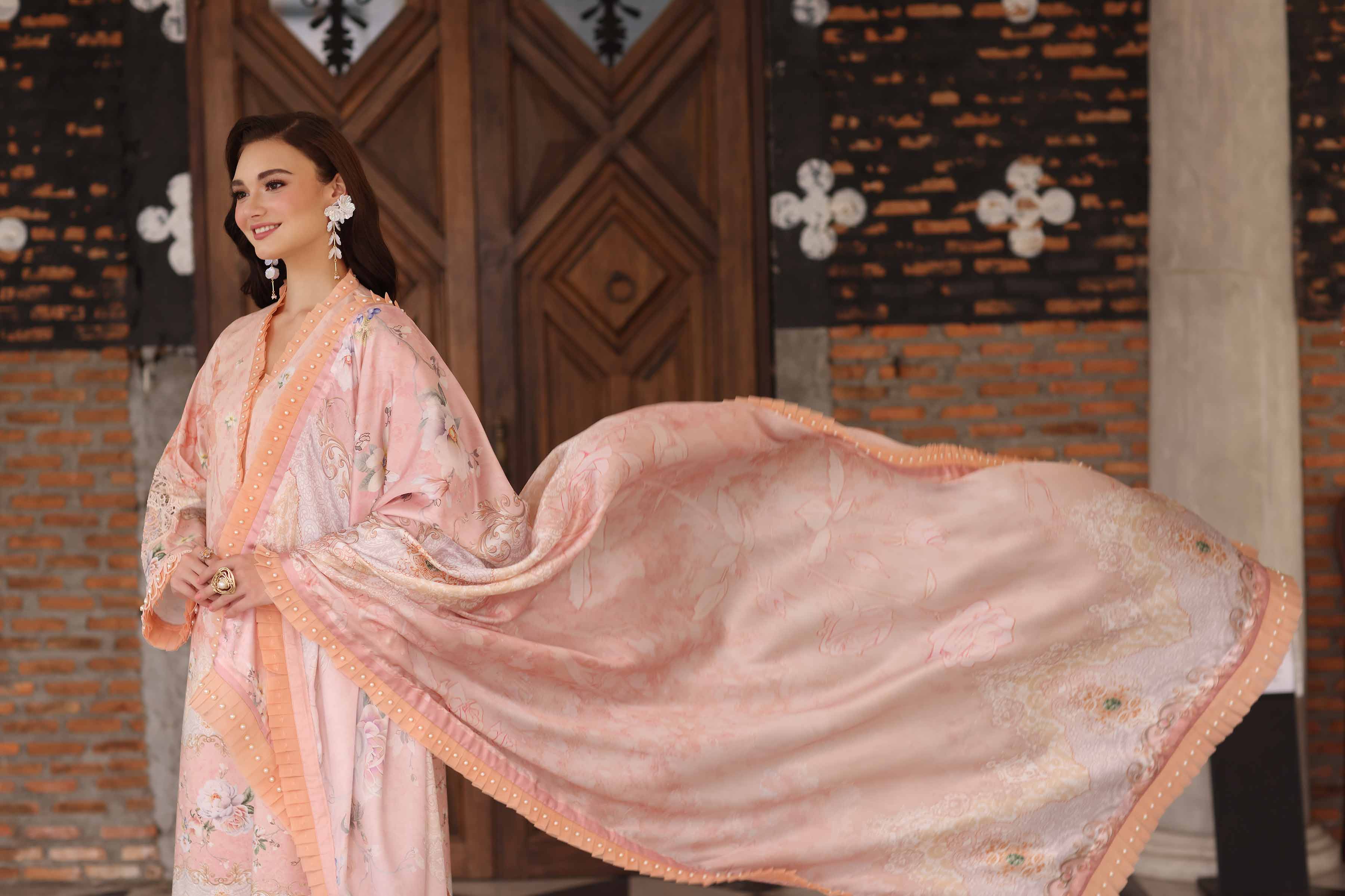 NISHATUAE - Peach Embroidered Cambric 3-piece Unstitched Suit