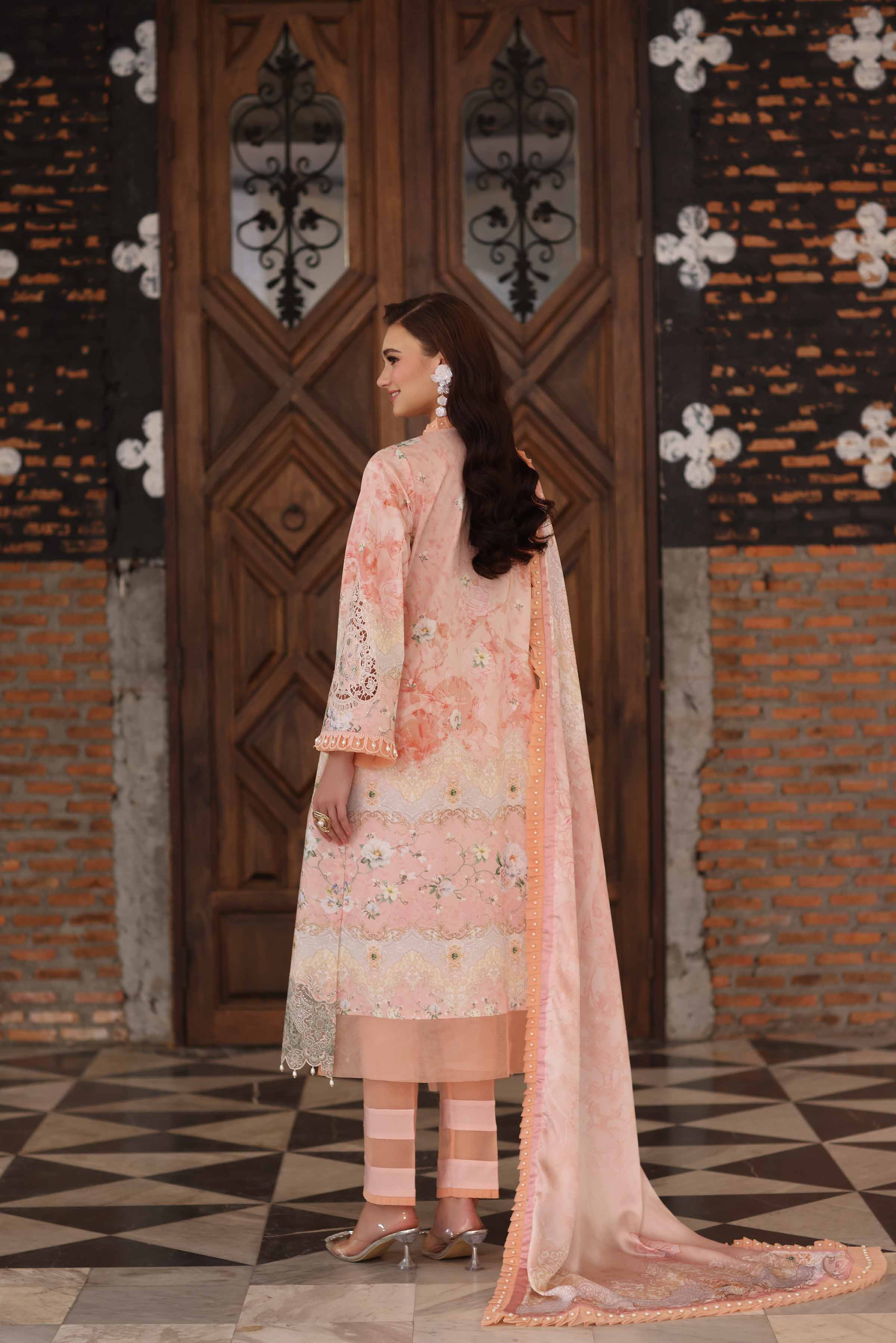 NISHATUAE - Peach Embroidered Cambric 3-piece Unstitched Suit